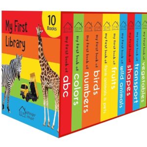 My First Library: Boxset of 10 Board Books for Kids (Pack 1) | Includes ABC, Numbers, Shapes, Colors, Wild Animals, Farm Animals & Pets, Birds, Fruits, Vegetables & Transport | Early Learning Board Books for Babies, Toddlers & Preschoolers | Ages 0-3 Years