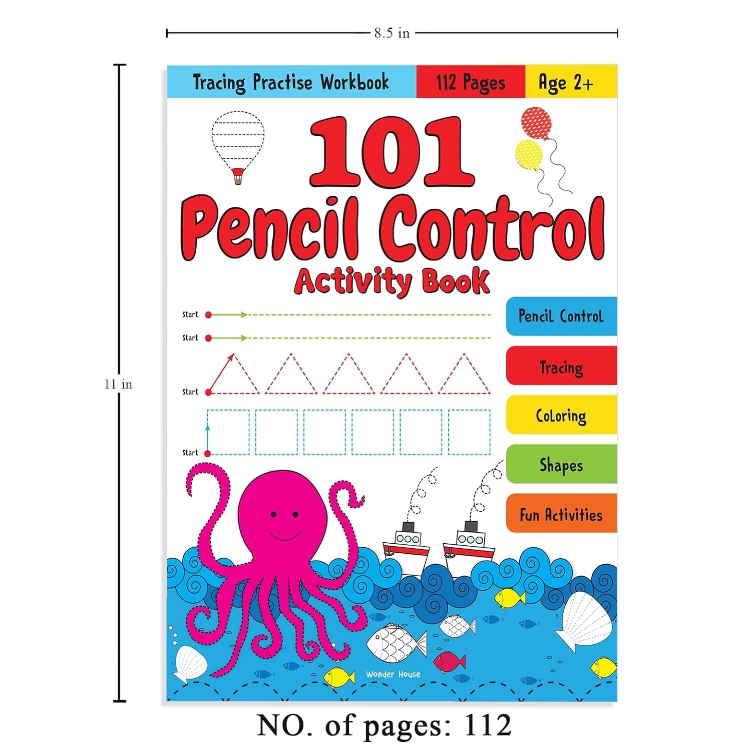 101 Pencil Control Activity Book For Kids: Tracing Practise Book | Age 2+ and up | 4 hours of writing activities - Image 3