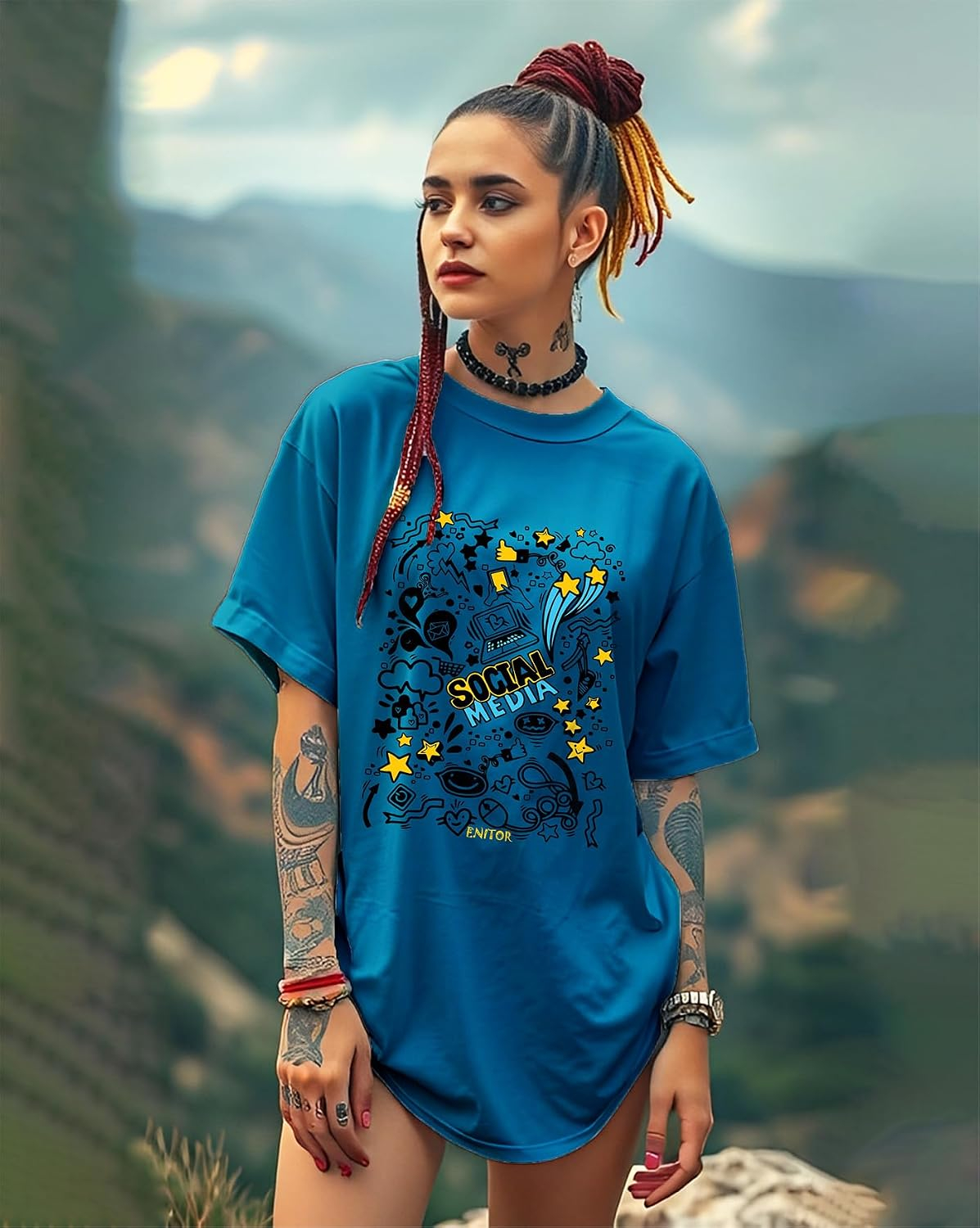 Women's Oversized Graphic T-Shirt - Image 34