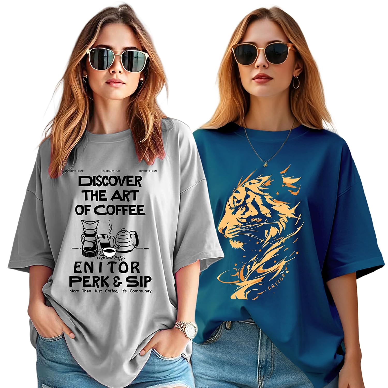 Women's Oversized Graphic T-Shirt - Image 36
