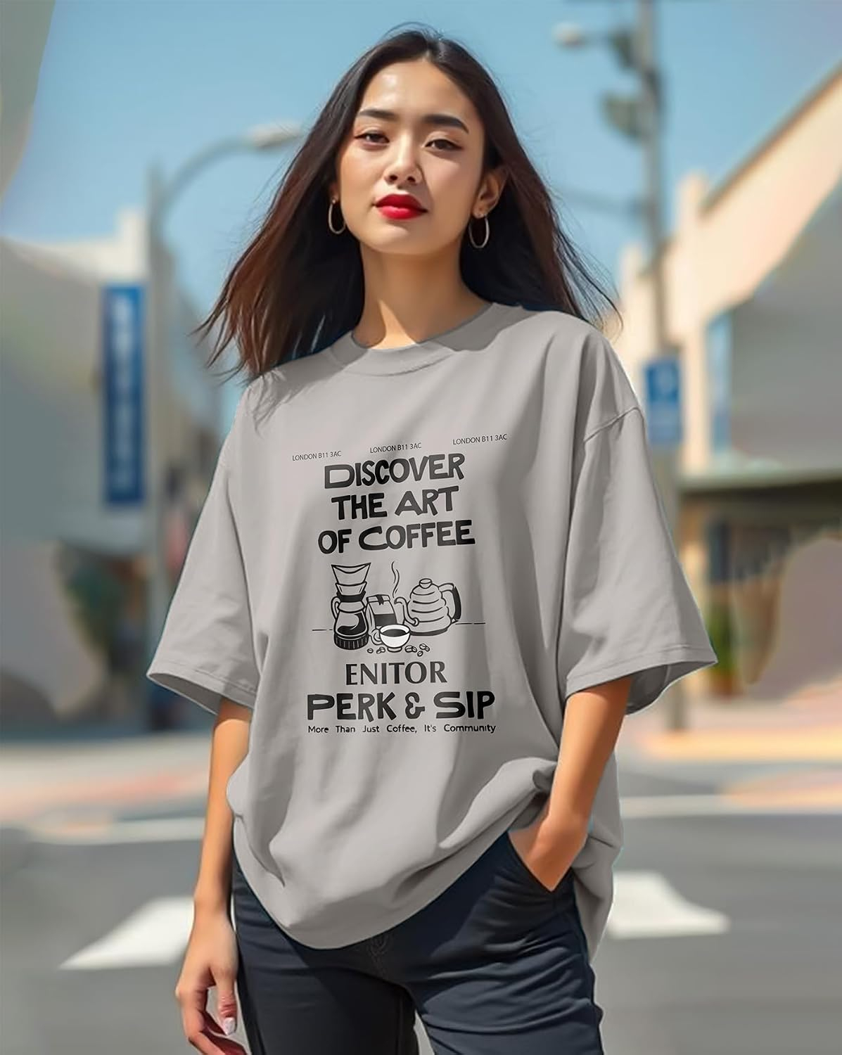 Women's Oversized Graphic T-Shirt - Image 54