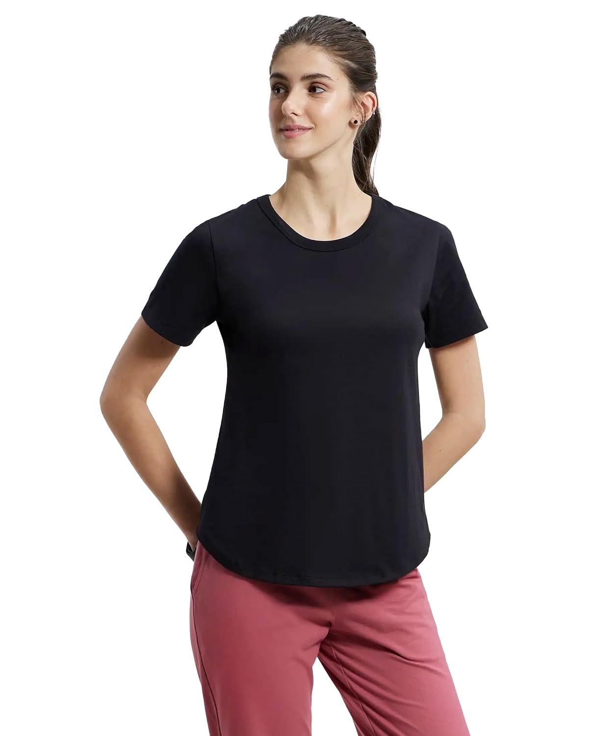 Women's Curved-Hem Cotton T-Shirt - Image 17