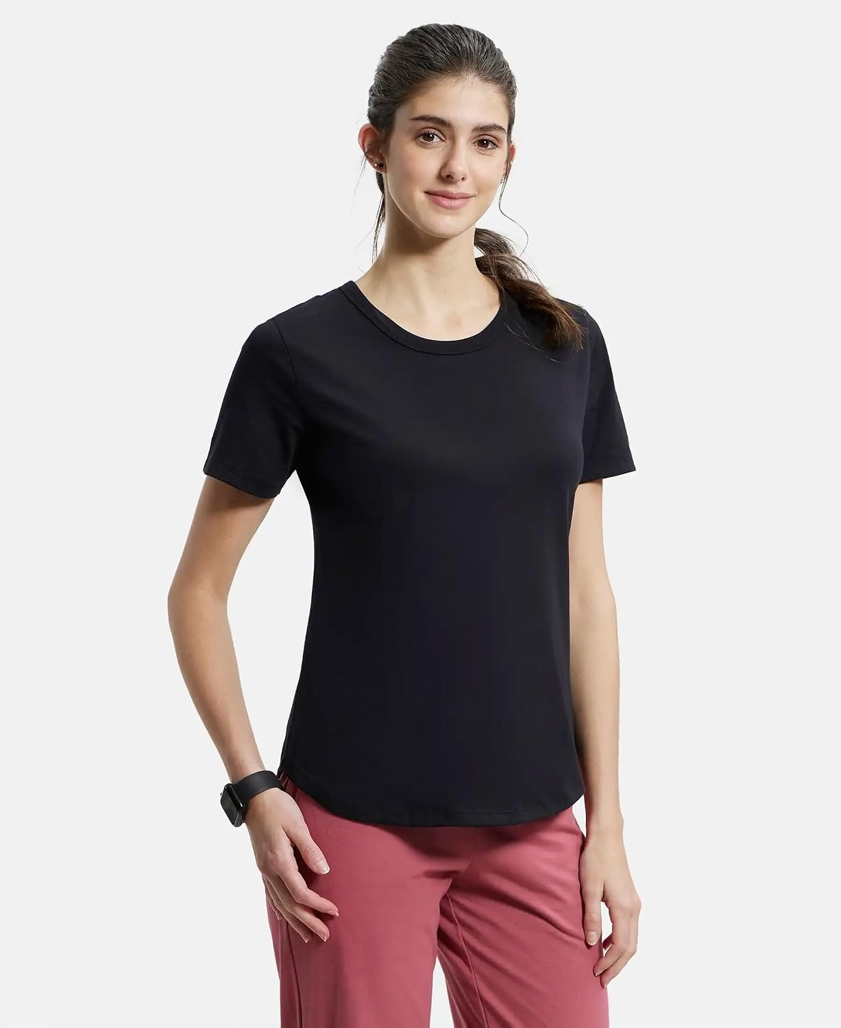 Women's Curved-Hem Cotton T-Shirt - Image 18