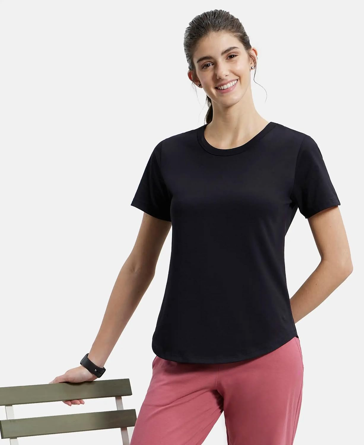 Women's Curved-Hem Cotton T-Shirt - Image 21