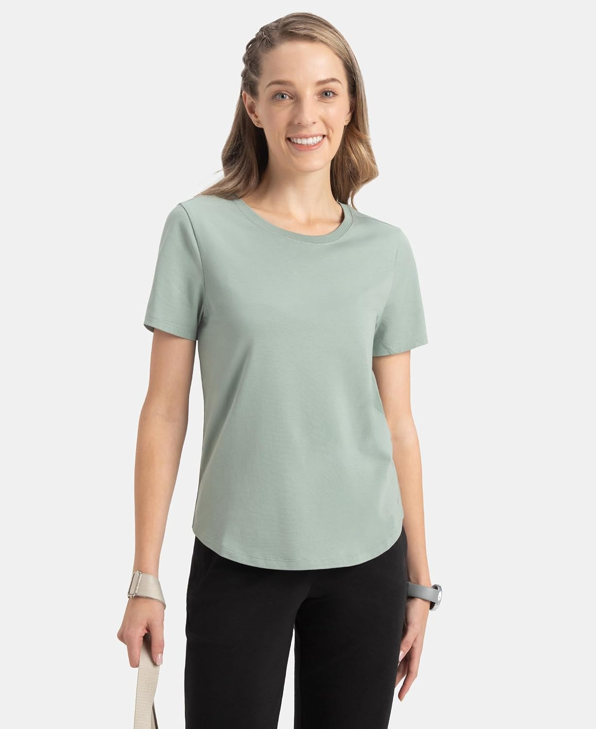 Women's Curved-Hem Cotton T-Shirt - Image 28