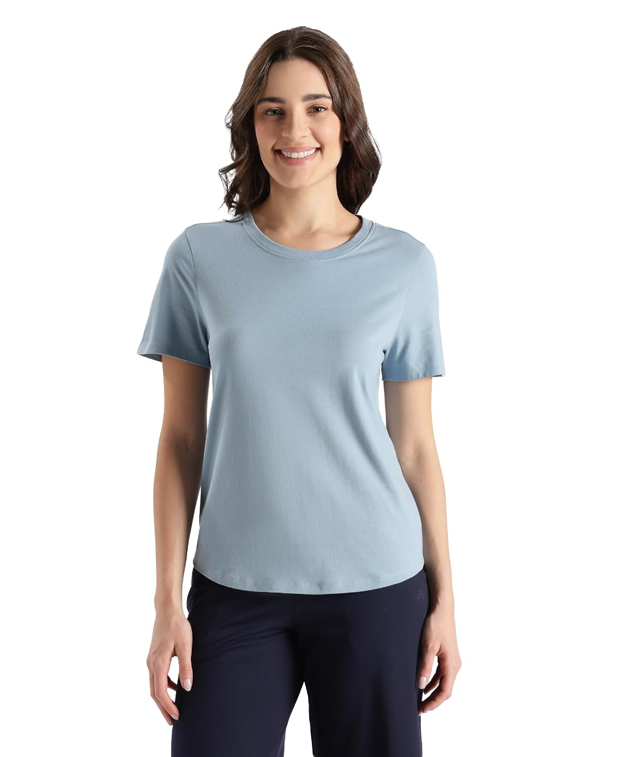 Women's Curved-Hem Cotton T-Shirt - Image 33