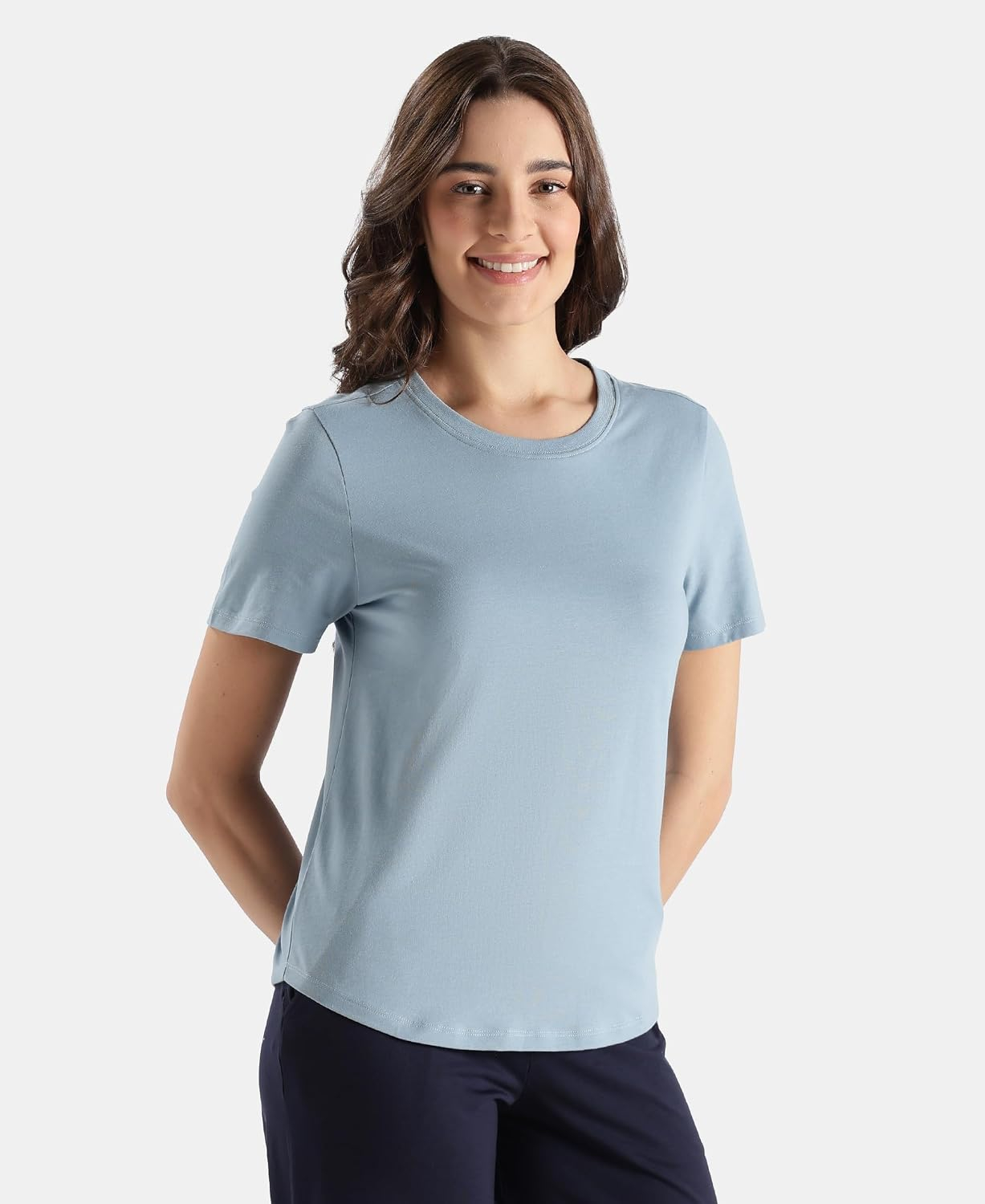 Women's Curved-Hem Cotton T-Shirt - Image 34