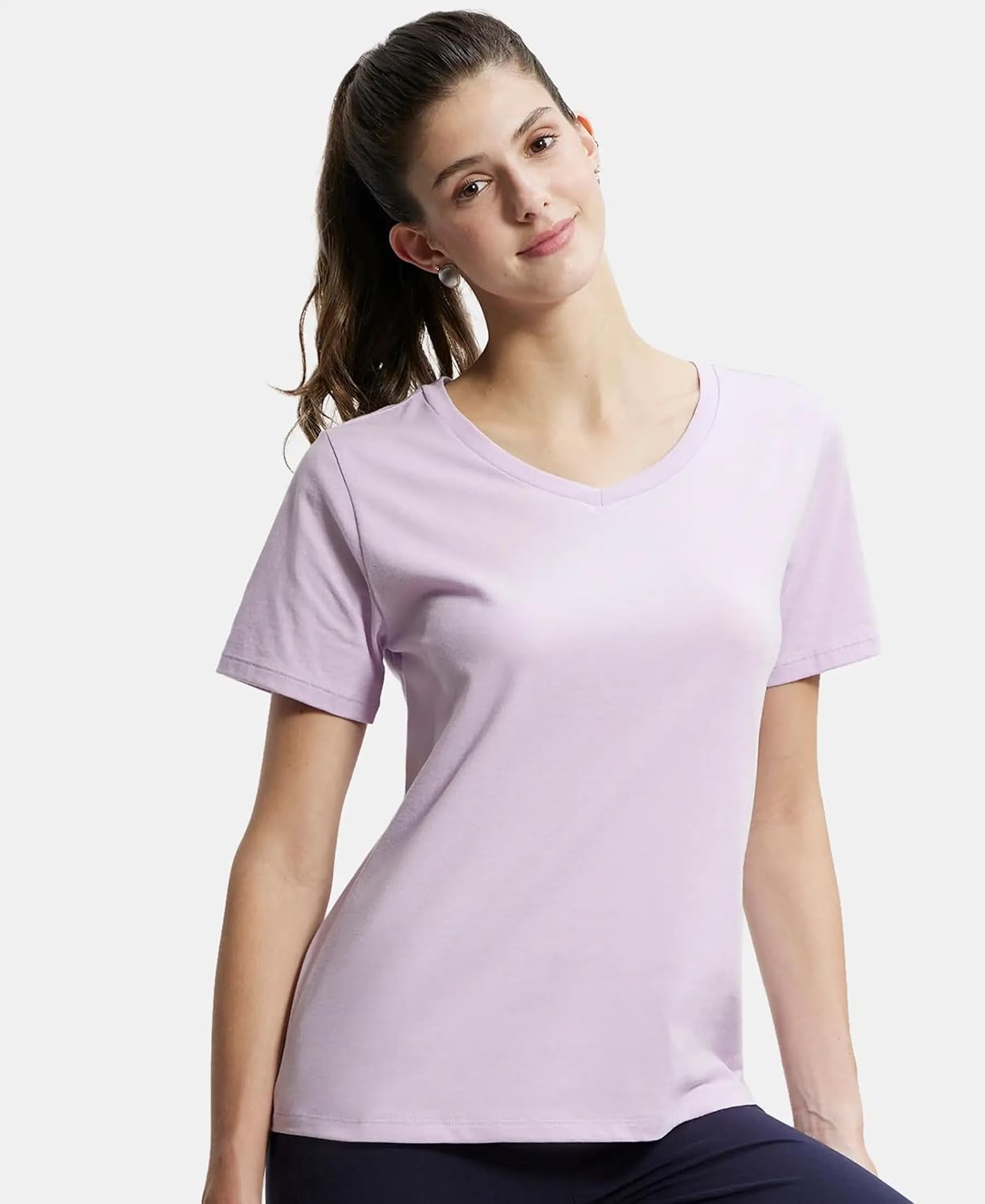Women's Curved-Hem Cotton T-Shirt - Image 44