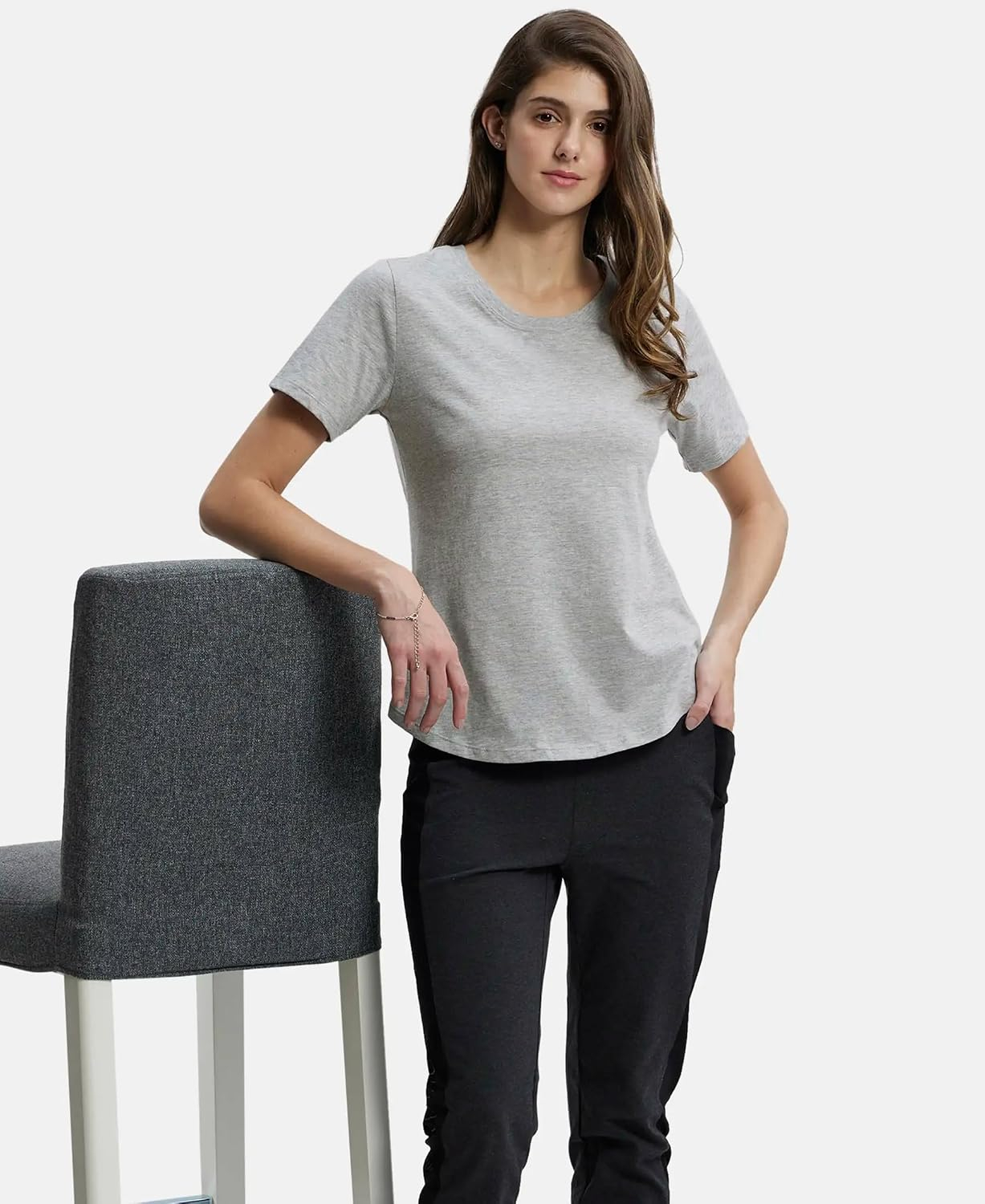 Women's Curved-Hem Cotton T-Shirt - Image 56