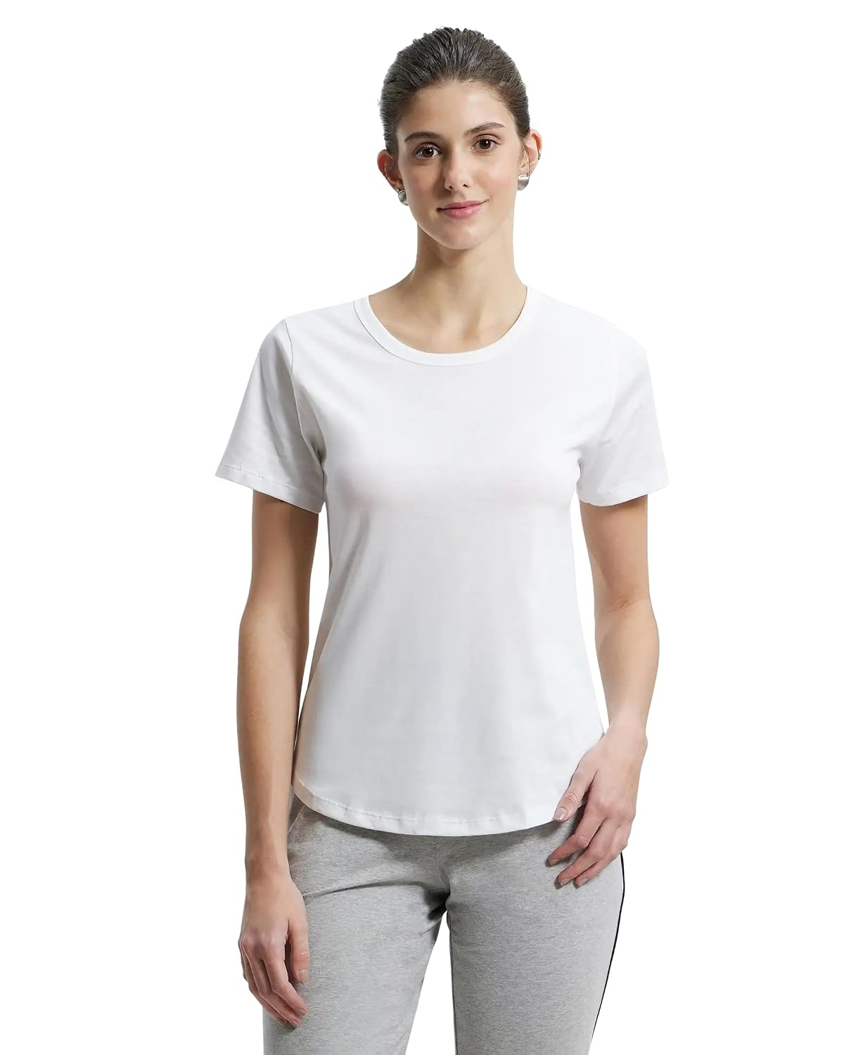 Women's Curved-Hem Cotton T-Shirt - Image 64