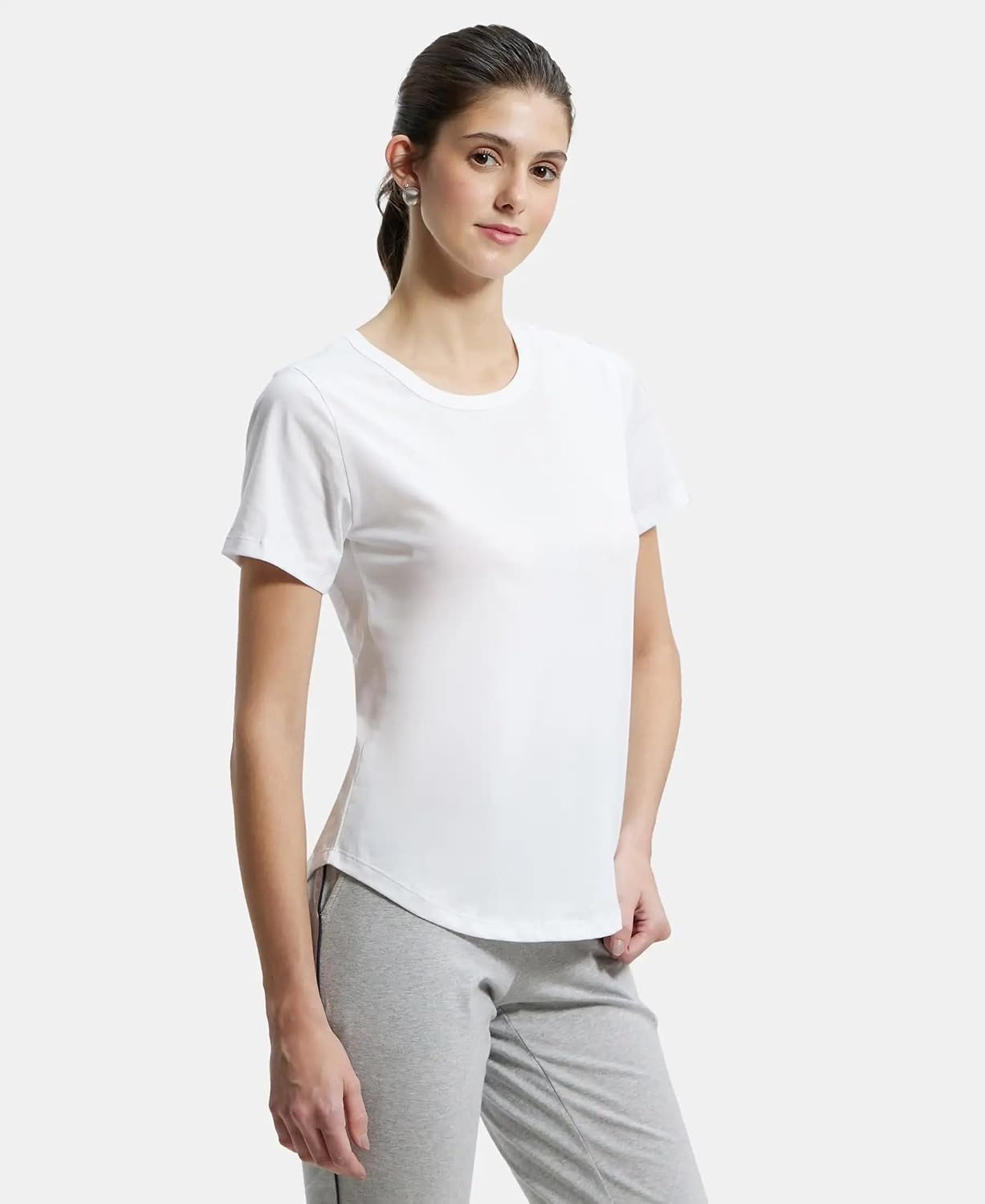Women's Curved-Hem Cotton T-Shirt - Image 65