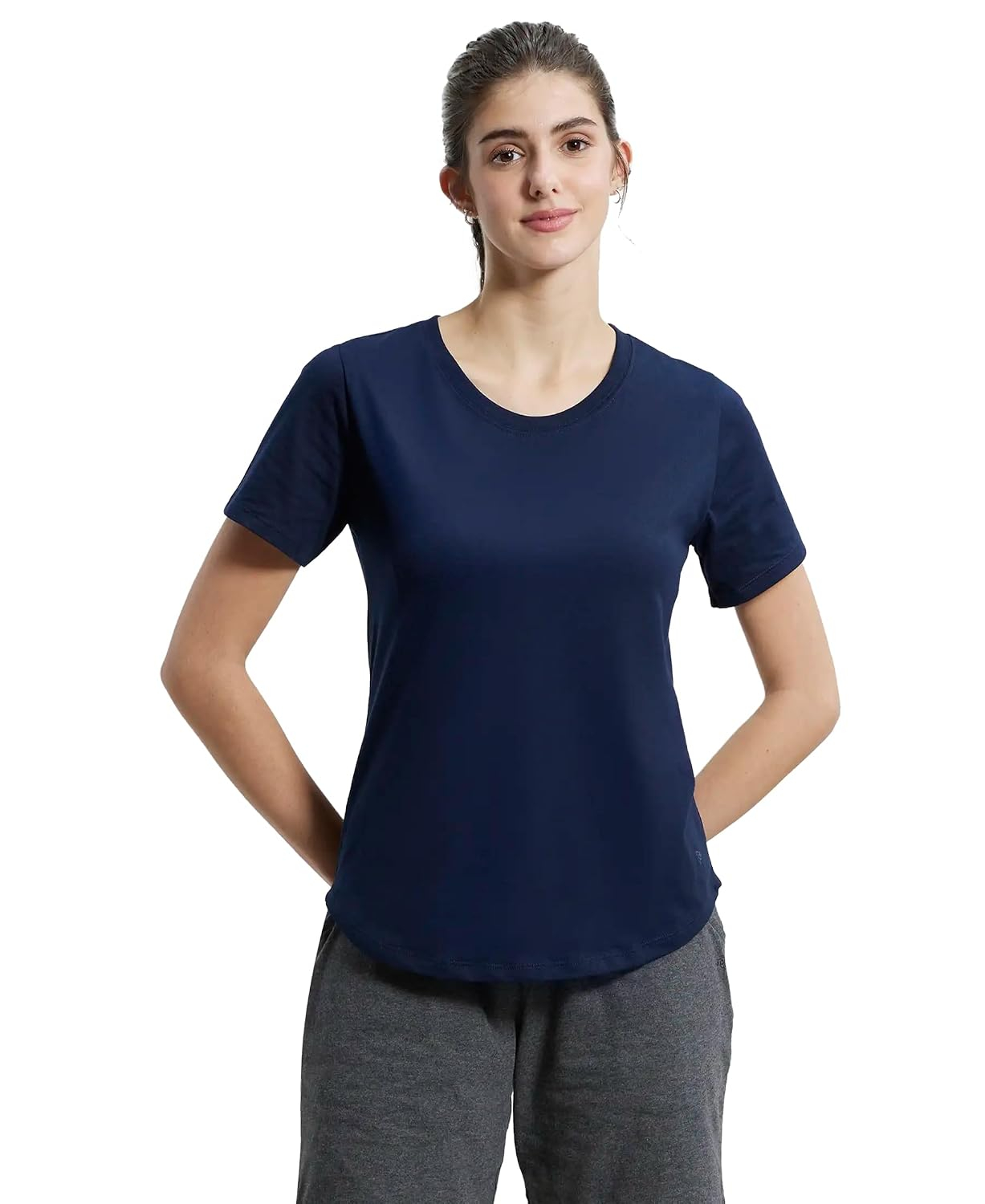 Women's Curved-Hem Cotton T-Shirt - Image 70