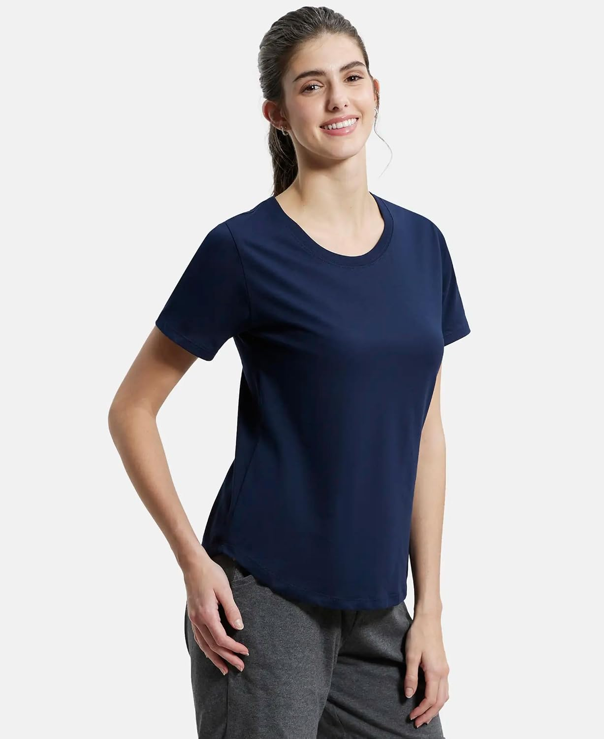 Women's Curved-Hem Cotton T-Shirt - Image 71