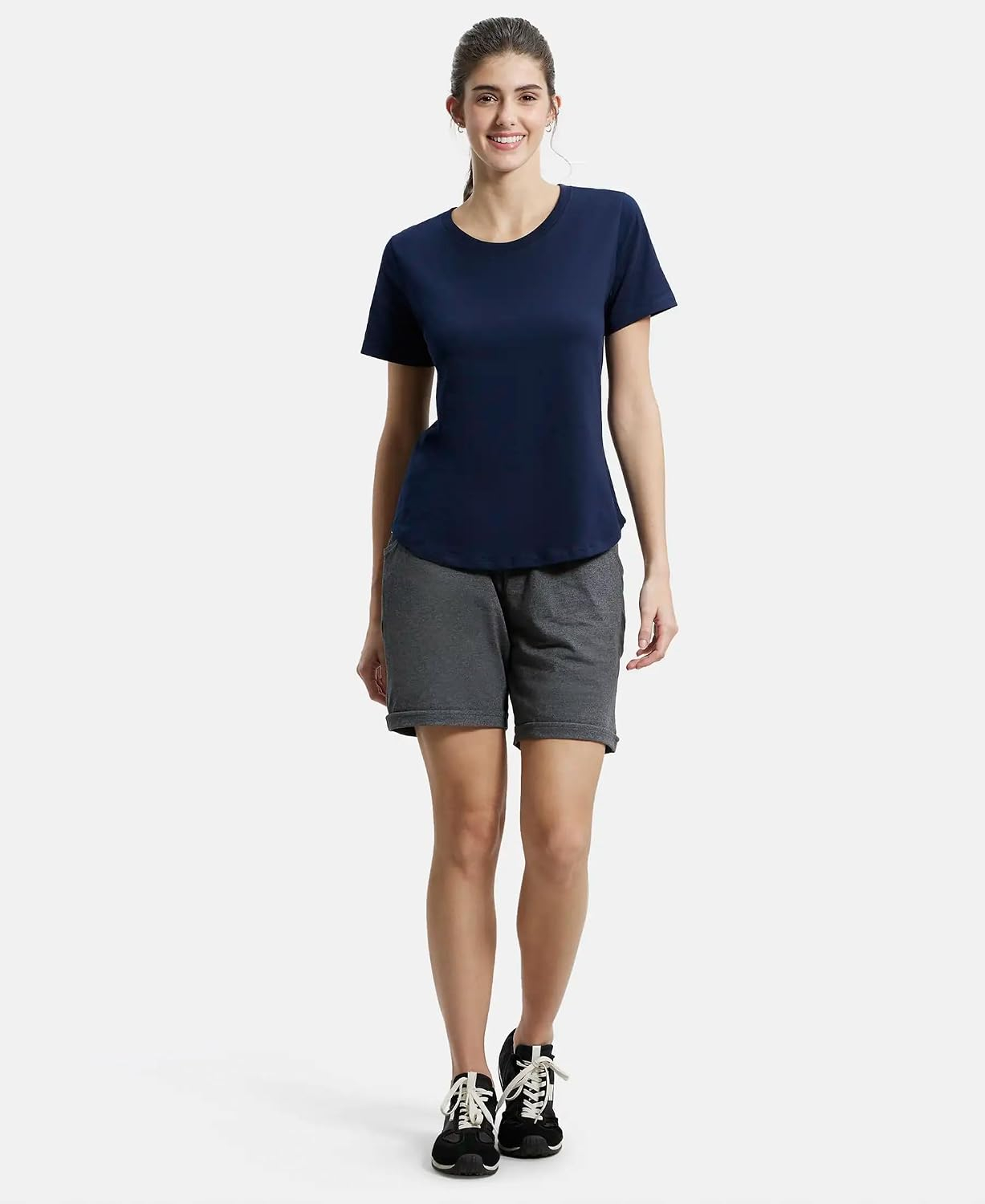 Women's Curved-Hem Cotton T-Shirt - Image 73