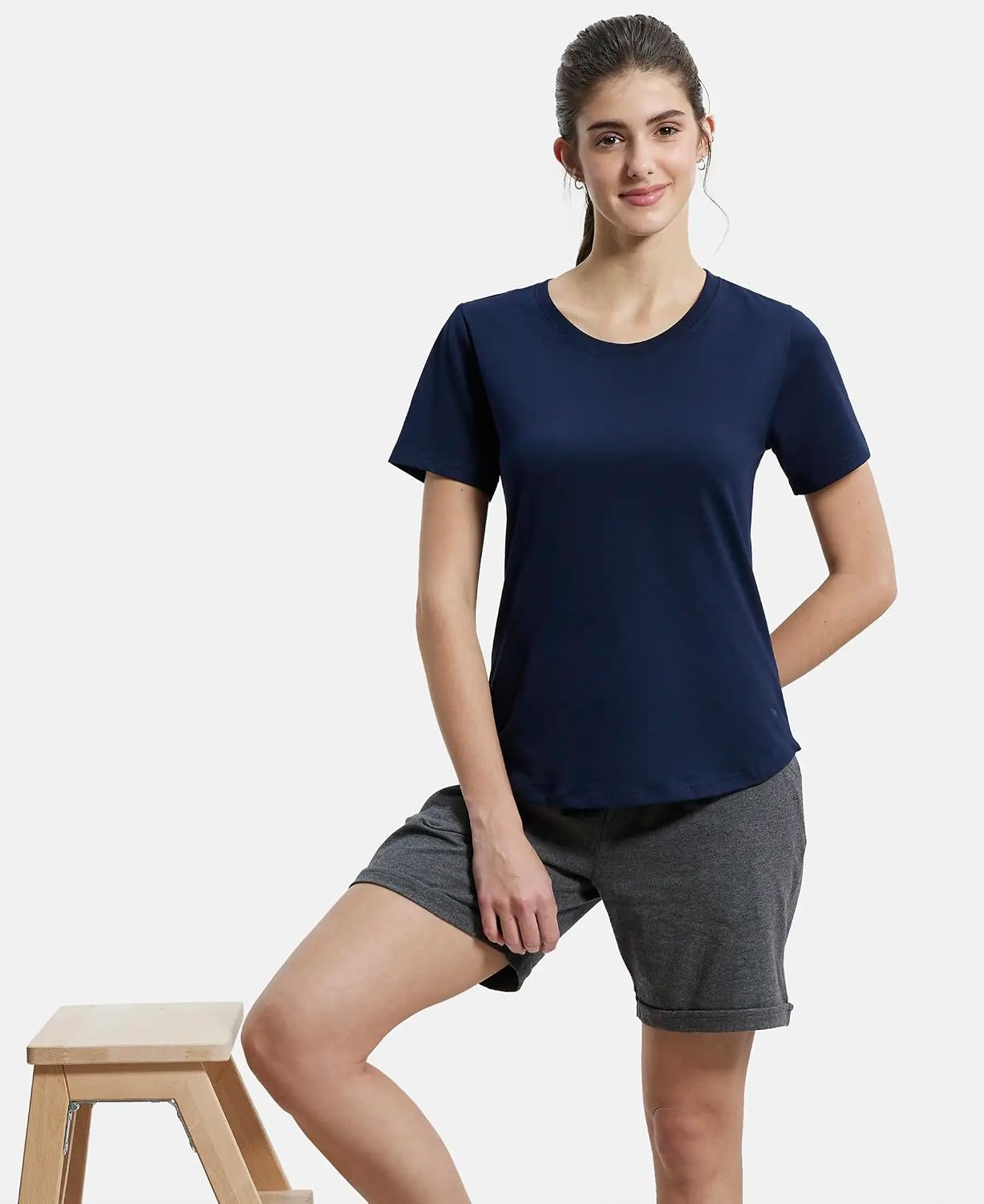 Women's Curved-Hem Cotton T-Shirt - Image 74