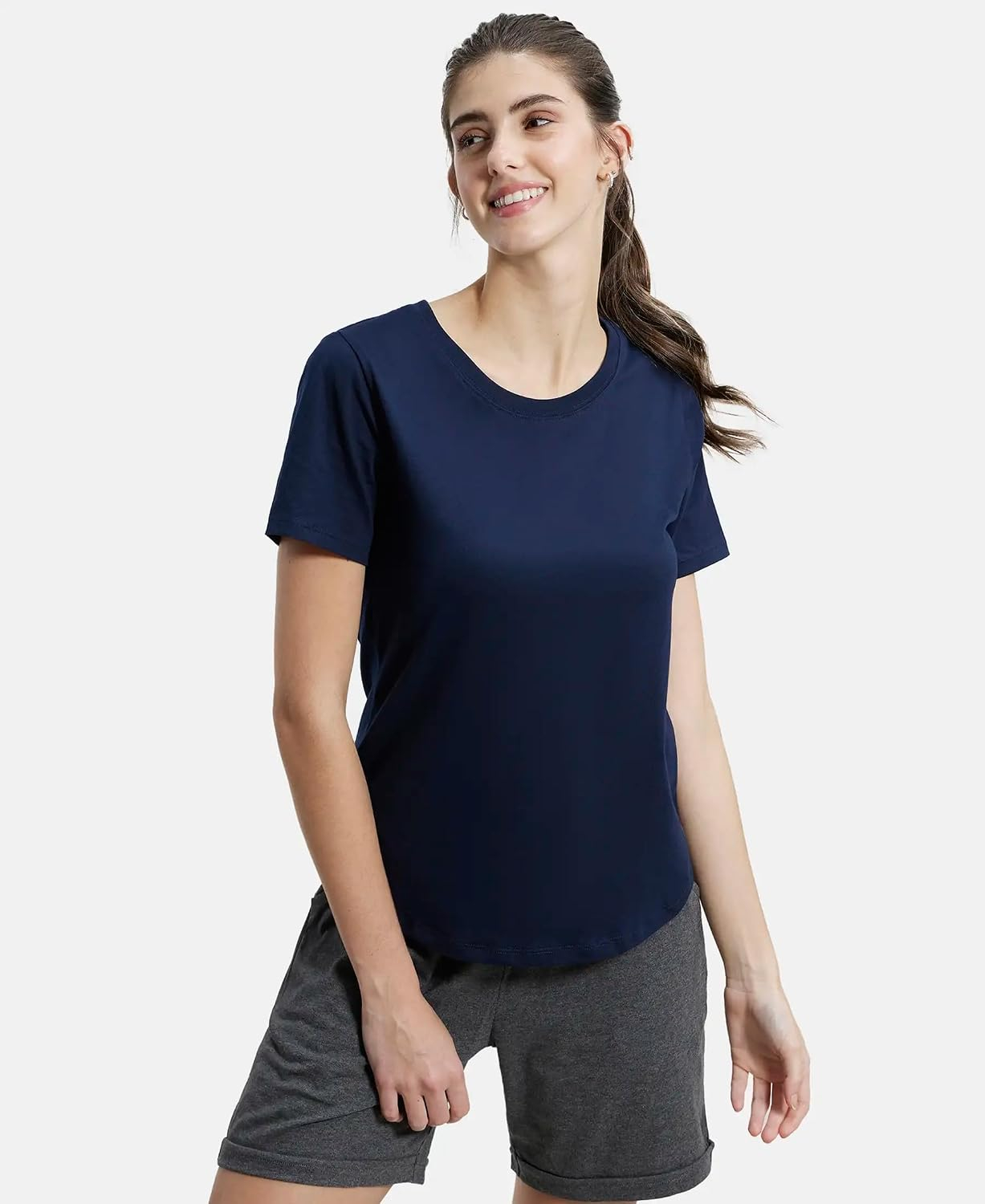 Women's Curved-Hem Cotton T-Shirt - Image 75