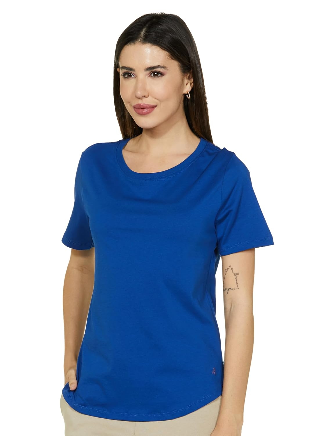 Women's Curved-Hem Cotton T-Shirt - Image 77