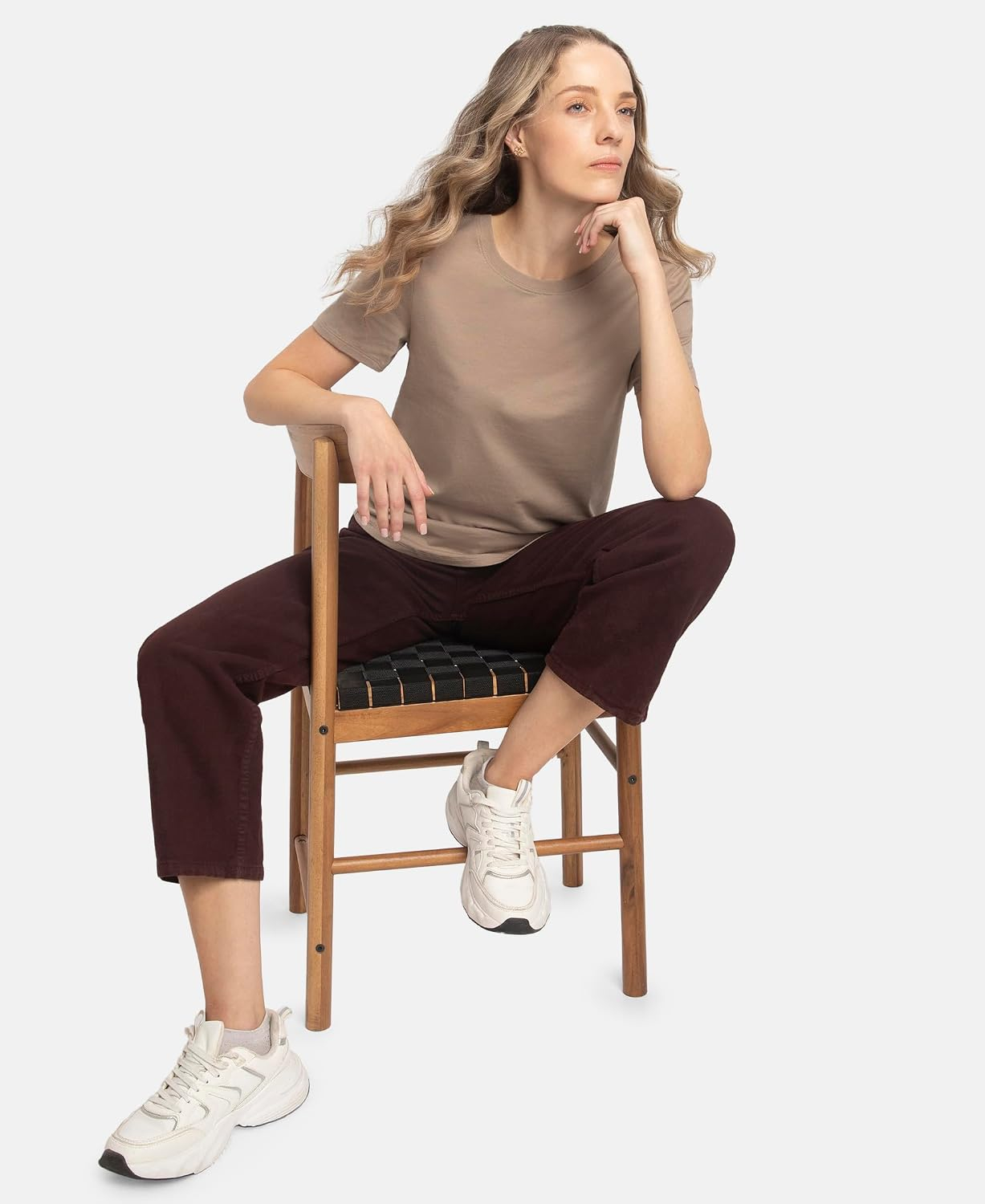 Women's Curved-Hem Cotton T-Shirt - Image 86