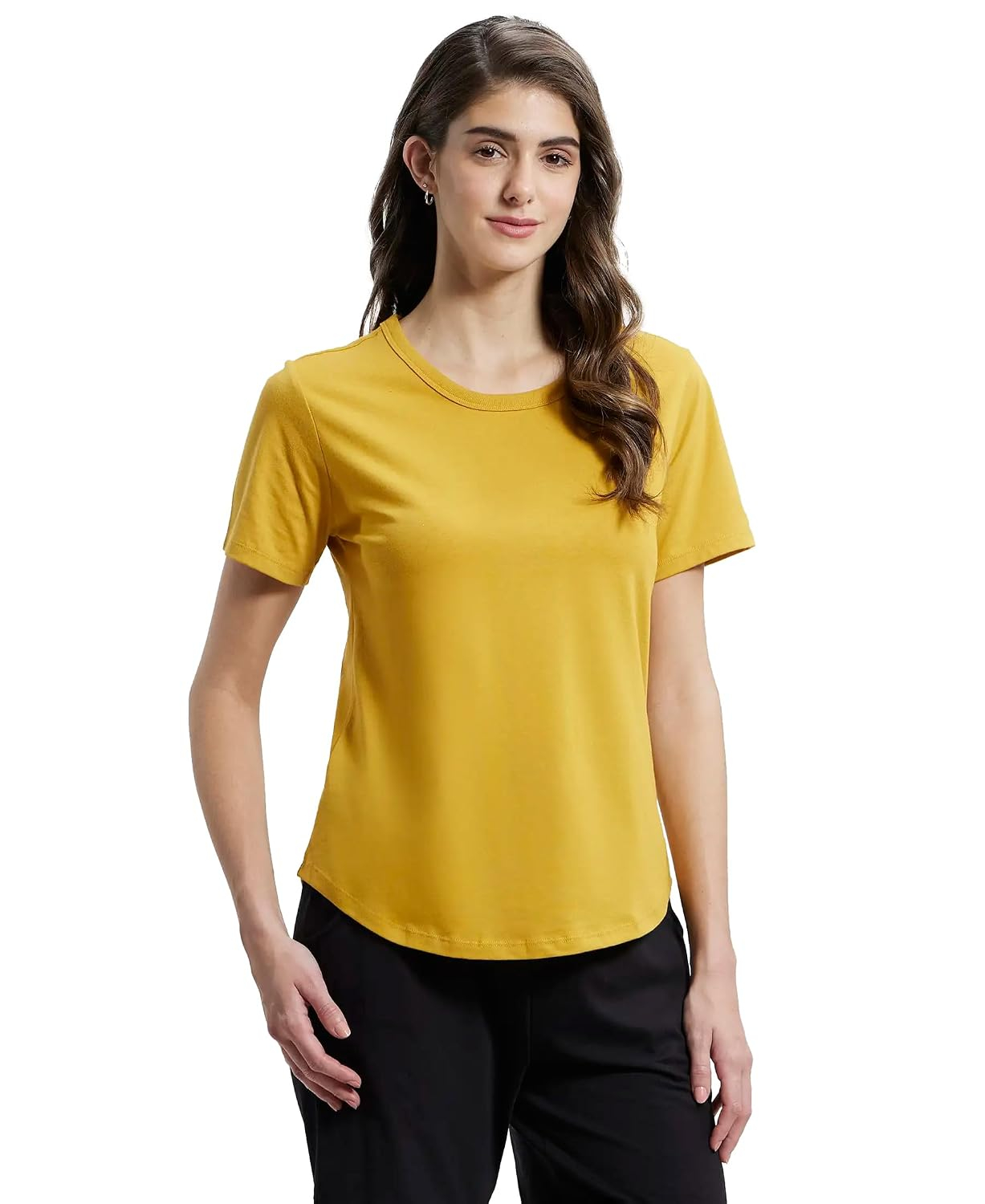 Women's Curved-Hem Cotton T-Shirt - Image 97