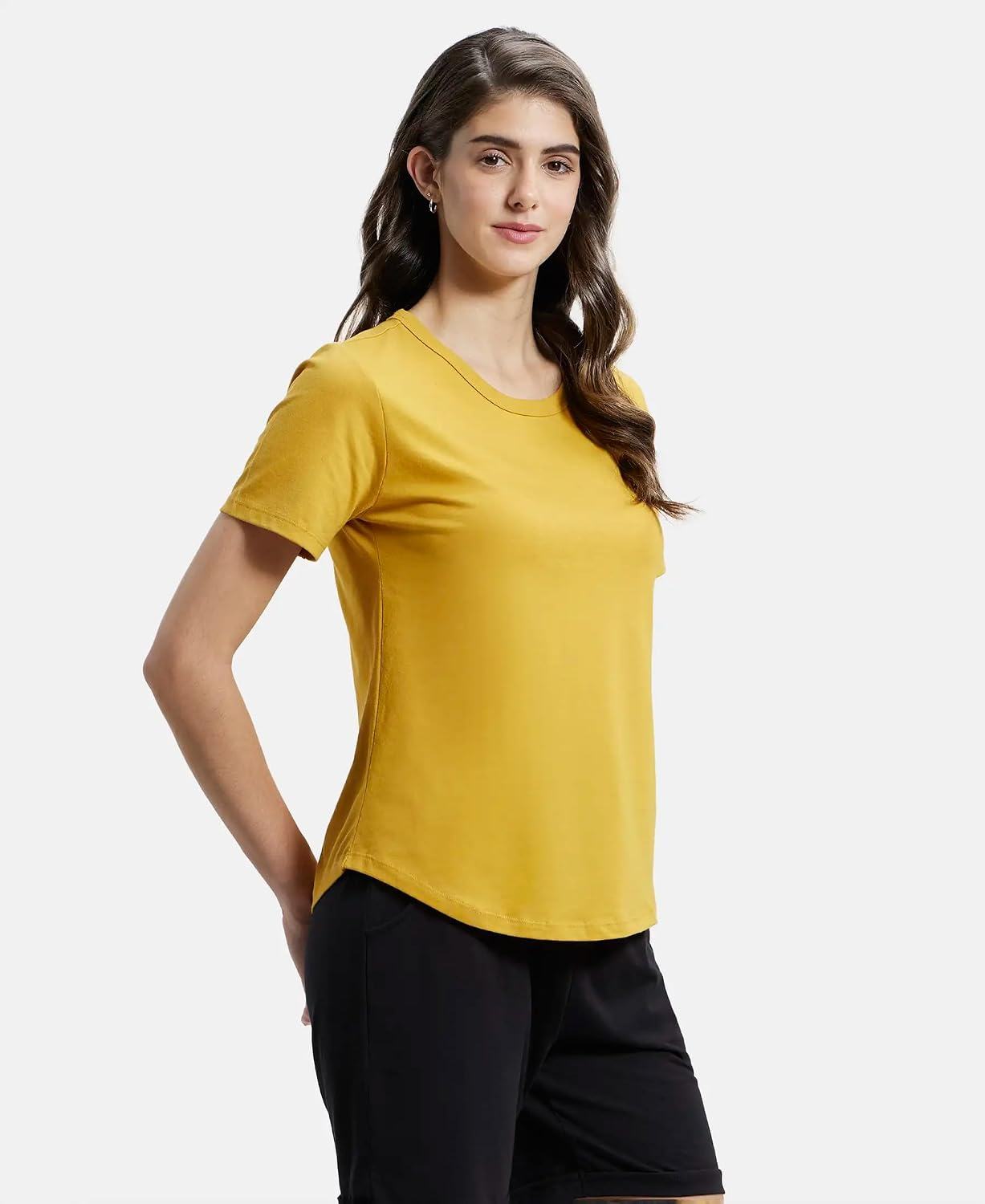Women's Curved-Hem Cotton T-Shirt - Image 98