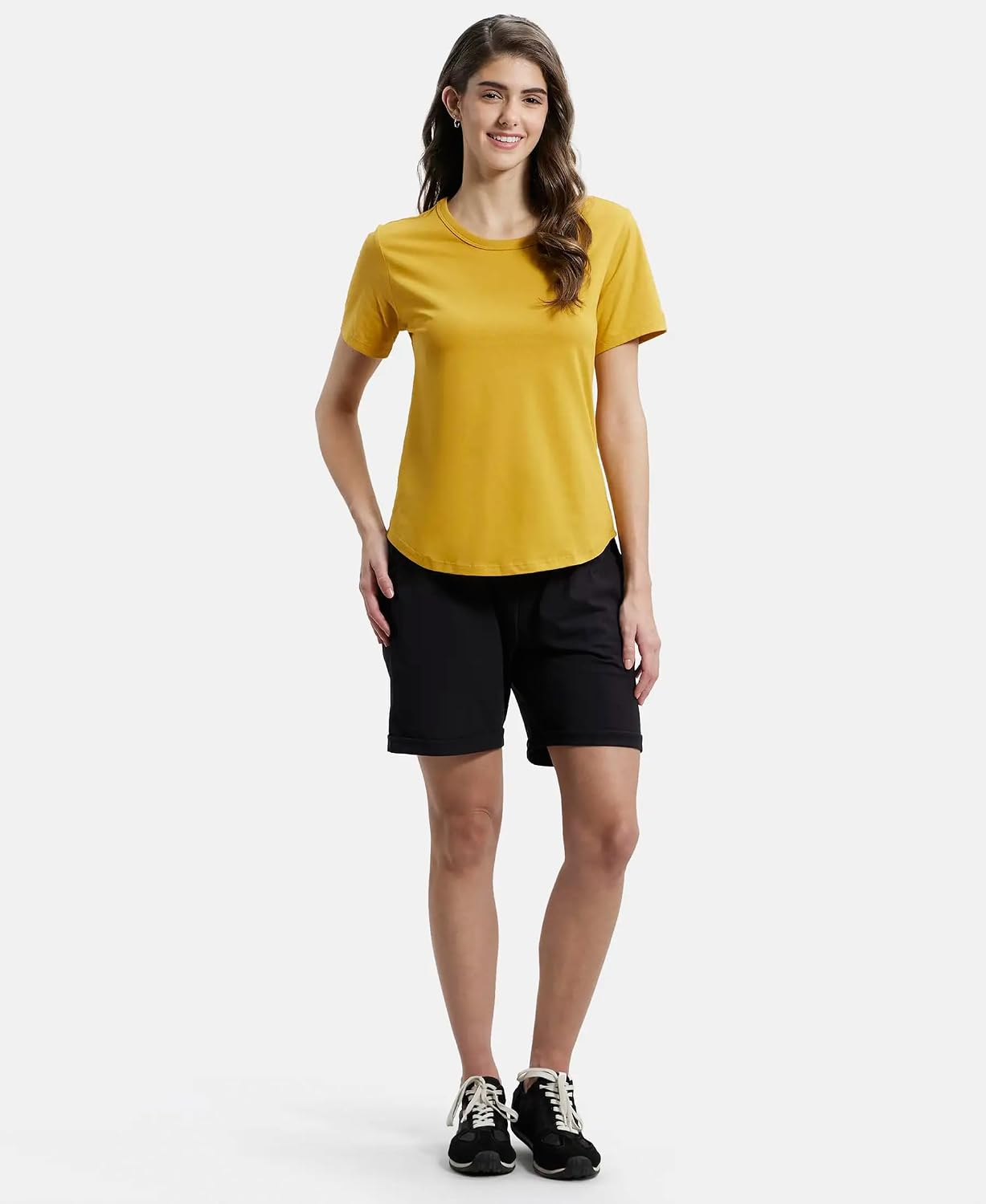 Women's Curved-Hem Cotton T-Shirt - Image 100