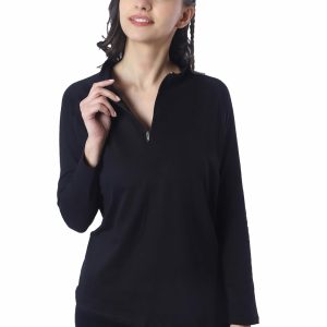 Women's Full-Sleeve Zip-Front T-Shirt