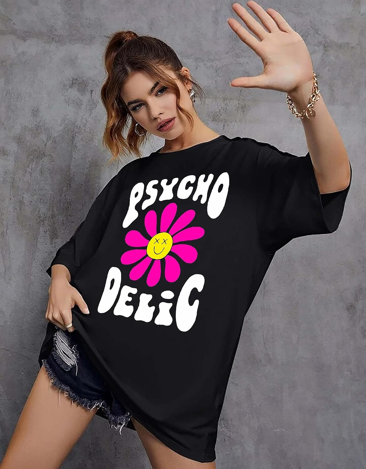Women's Oversized Printed Longline T-Shirt - Image 10
