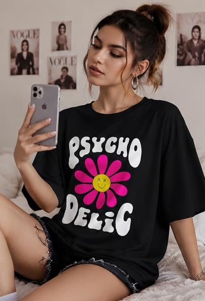 Women's Oversized Printed Longline T-Shirt - Image 13