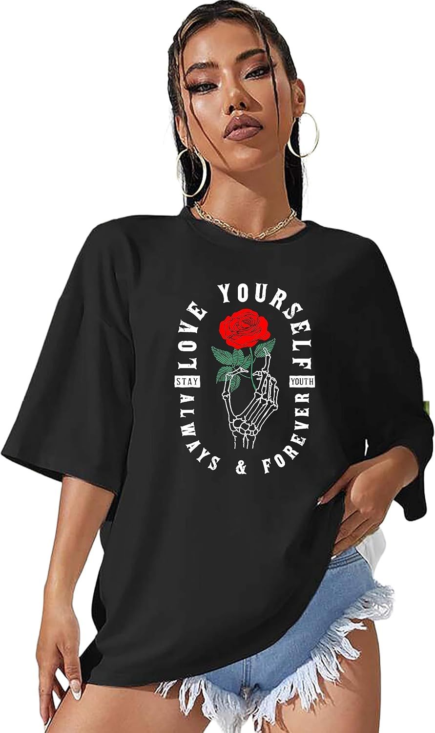 Women's Oversized Printed Longline T-Shirt - Image 16
