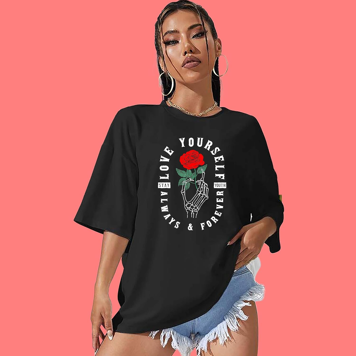 Women's Oversized Printed Longline T-Shirt - Image 17
