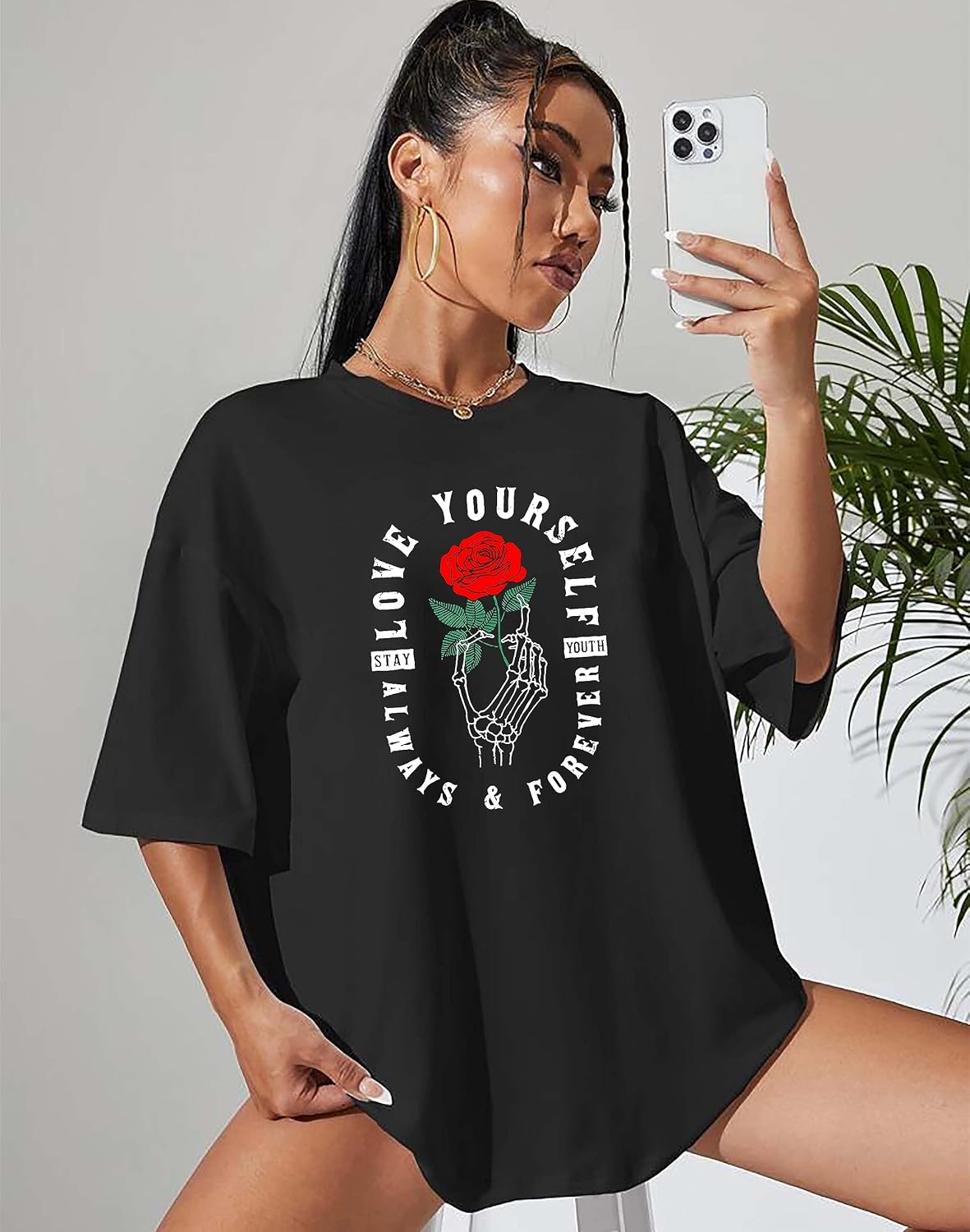 Women's Oversized Printed Longline T-Shirt - Image 18