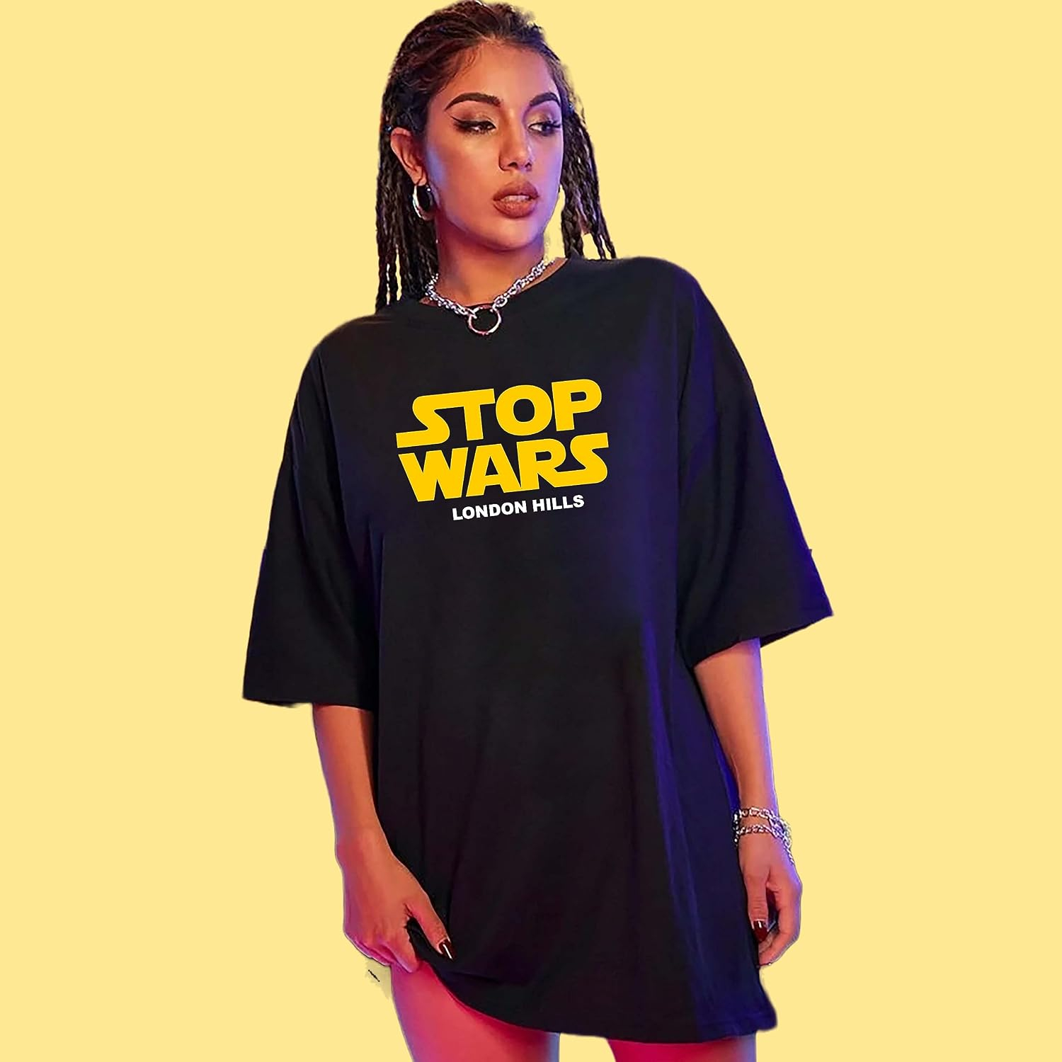 Women's Oversized Printed Longline T-Shirt - Image 24
