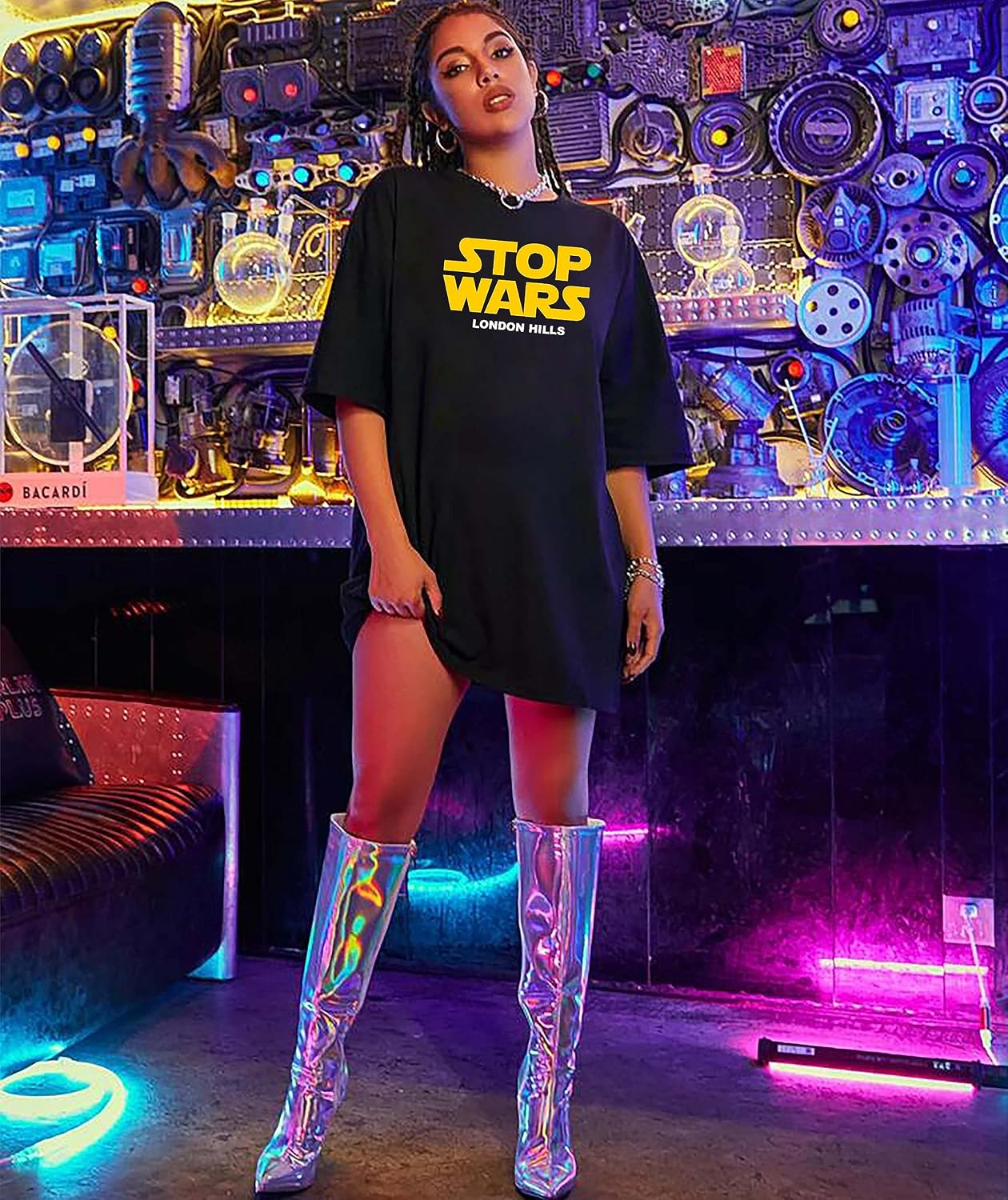 Women's Oversized Printed Longline T-Shirt - Image 27