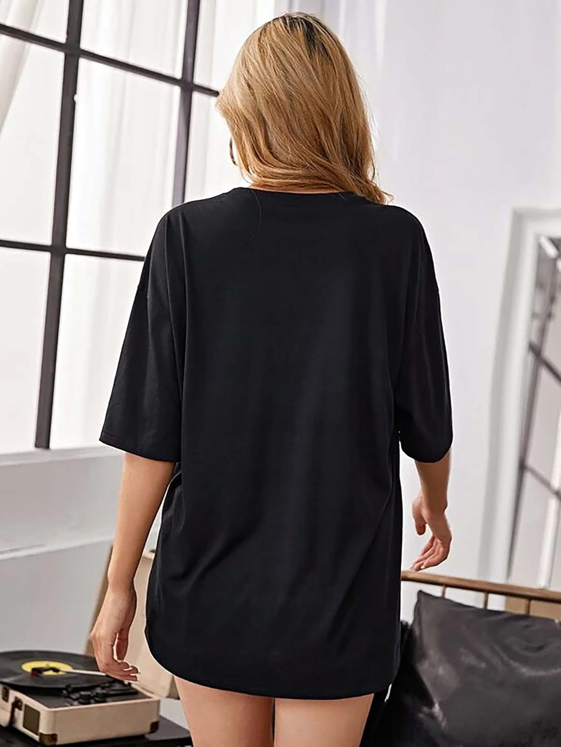 Women's Oversized Printed Longline T-Shirt - Image 39