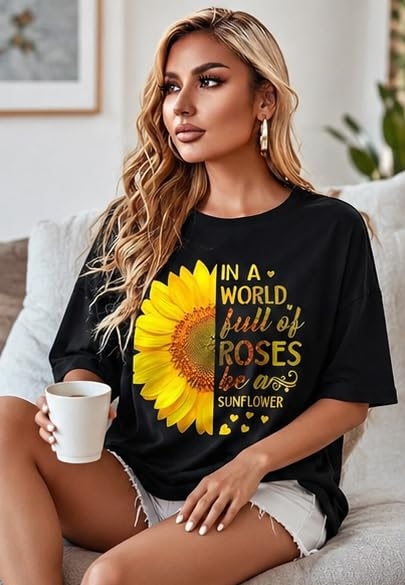 Women's Oversized Printed Longline T-Shirt - Image 42