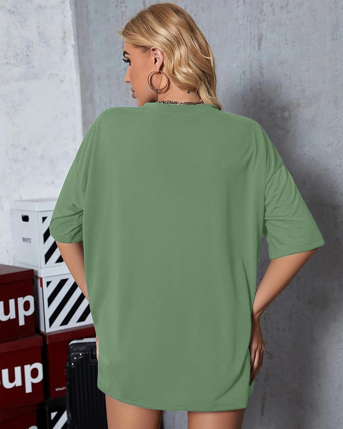 Women's Oversized Printed Longline T-Shirt - Image 47