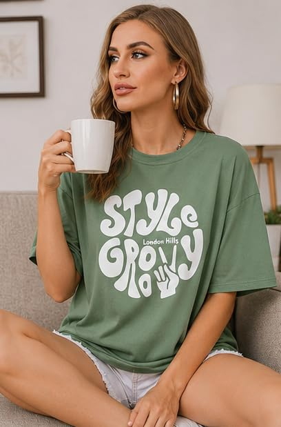 Women's Oversized Printed Longline T-Shirt - Image 53