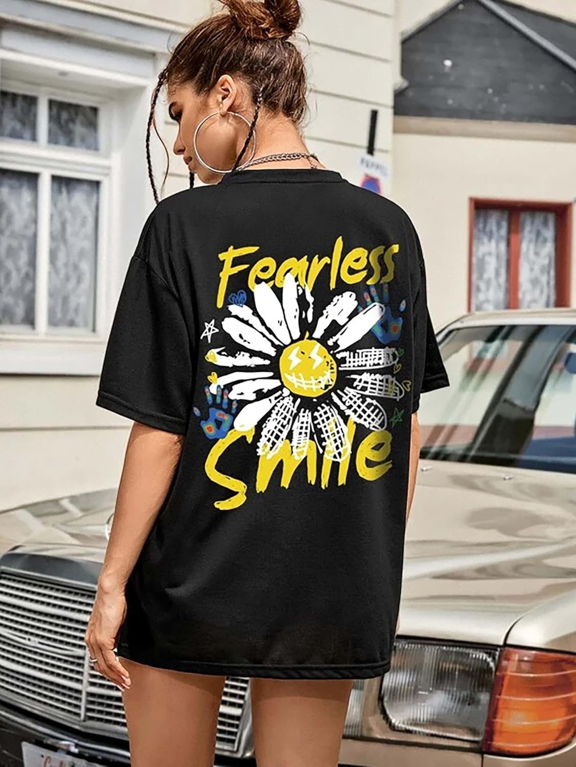 Women's Oversized Printed Longline T-Shirt - Image 56