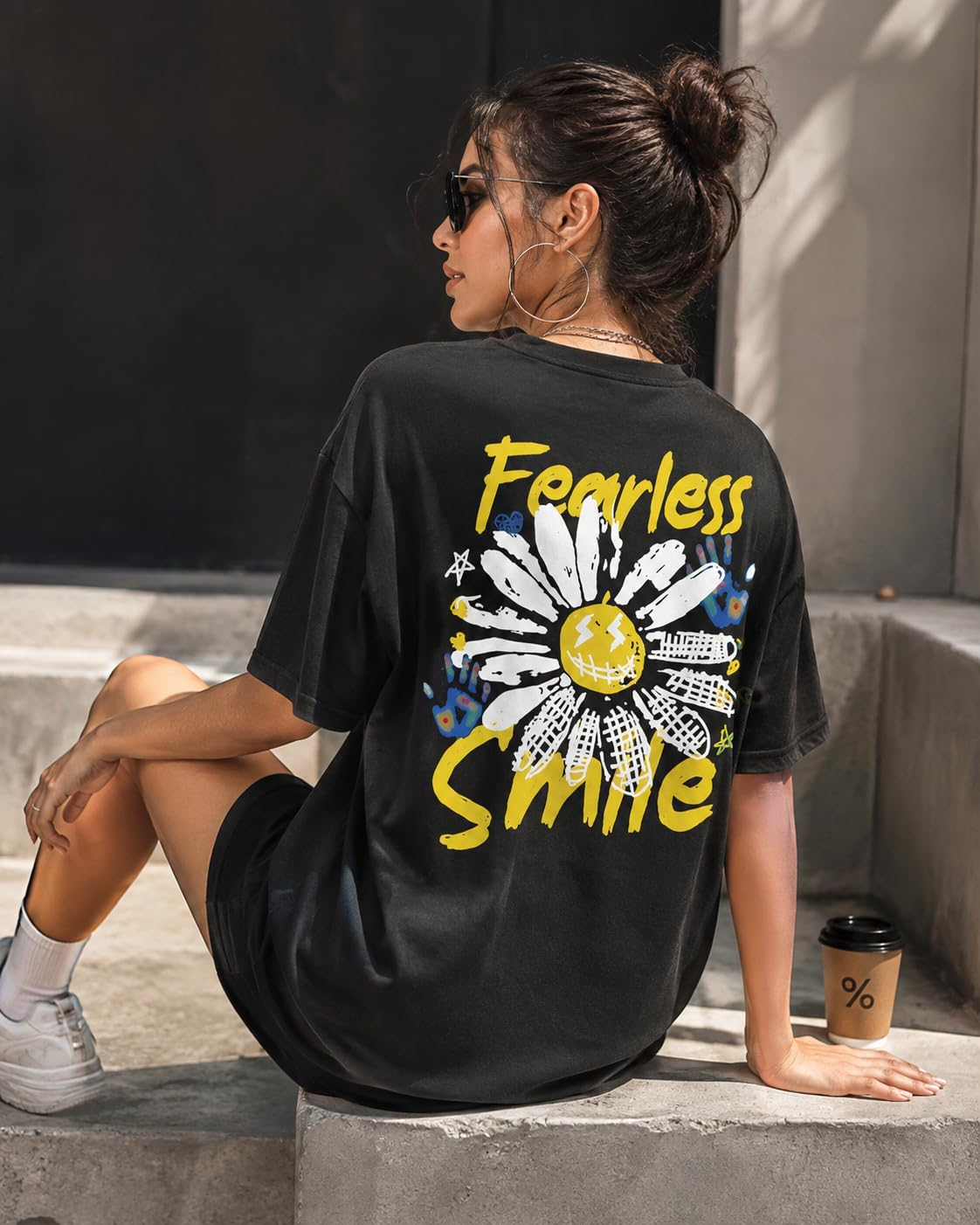 Women's Oversized Printed Longline T-Shirt - Image 59