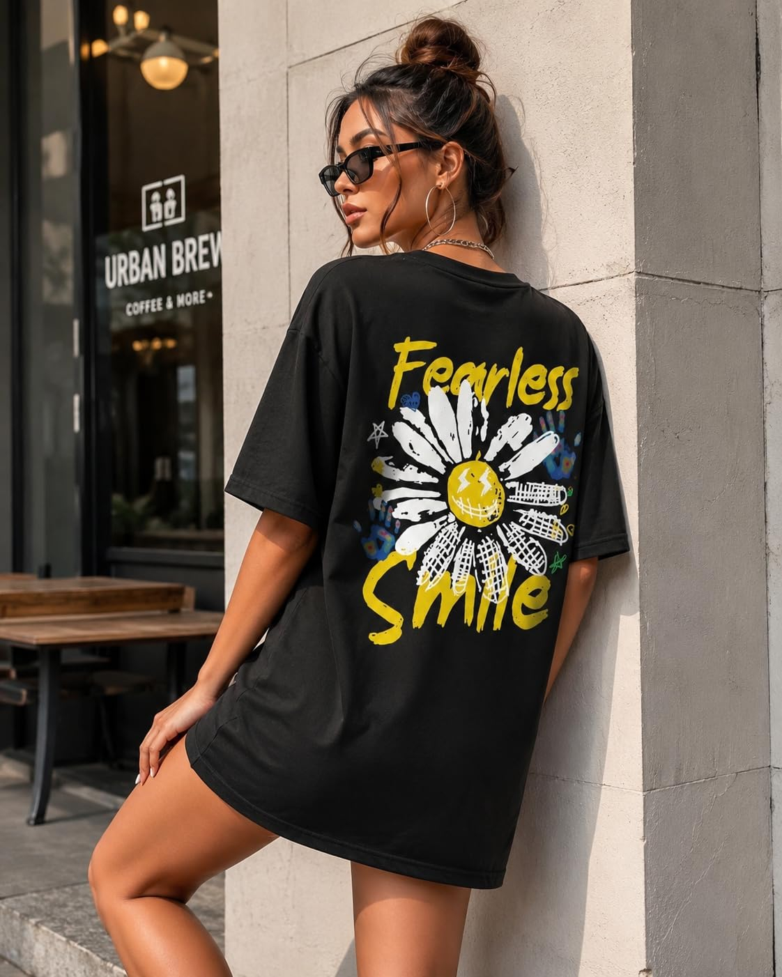 Women's Oversized Printed Longline T-Shirt - Image 60