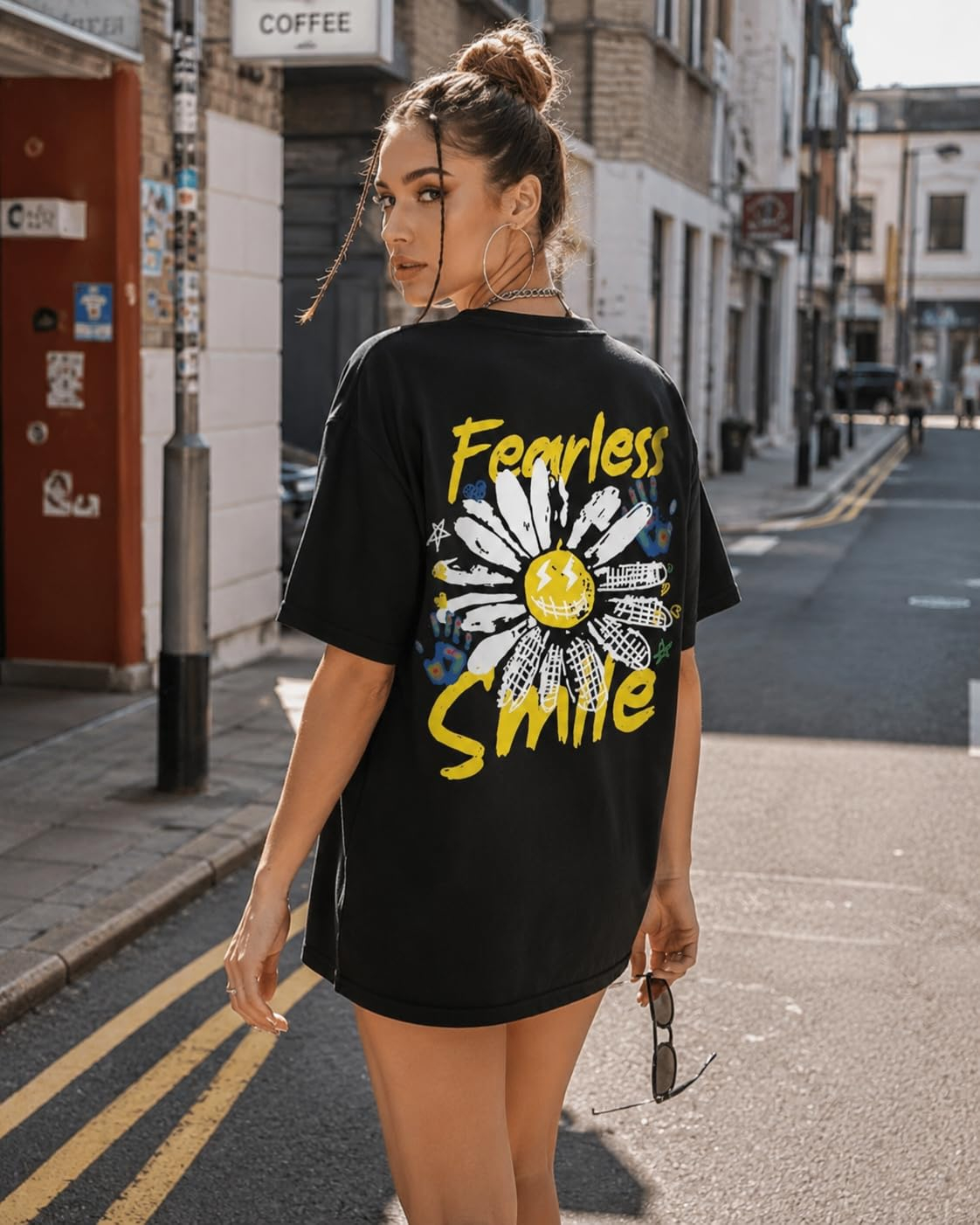 Women's Oversized Printed Longline T-Shirt - Image 61