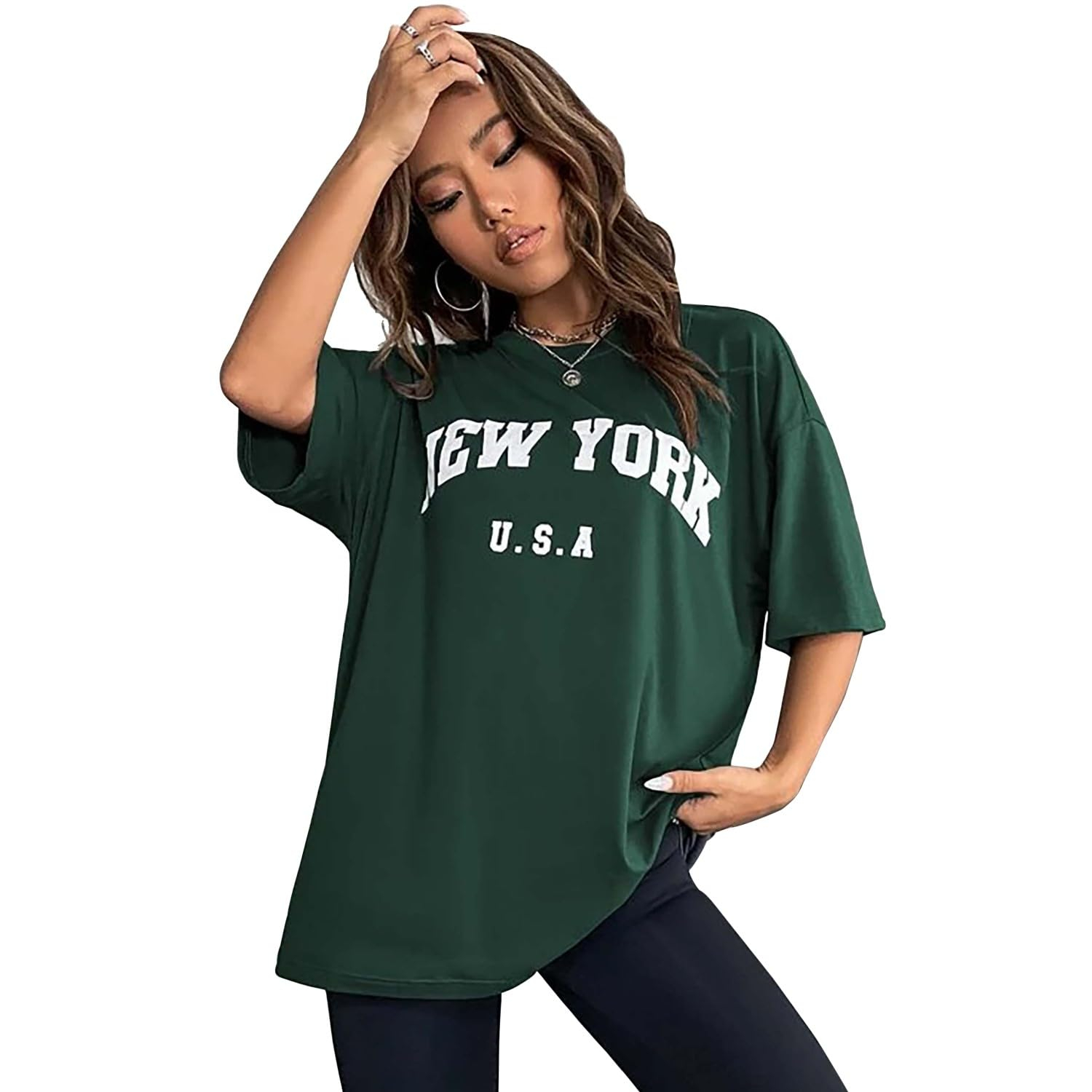 Women's Oversized Printed Longline T-Shirt - Image 62