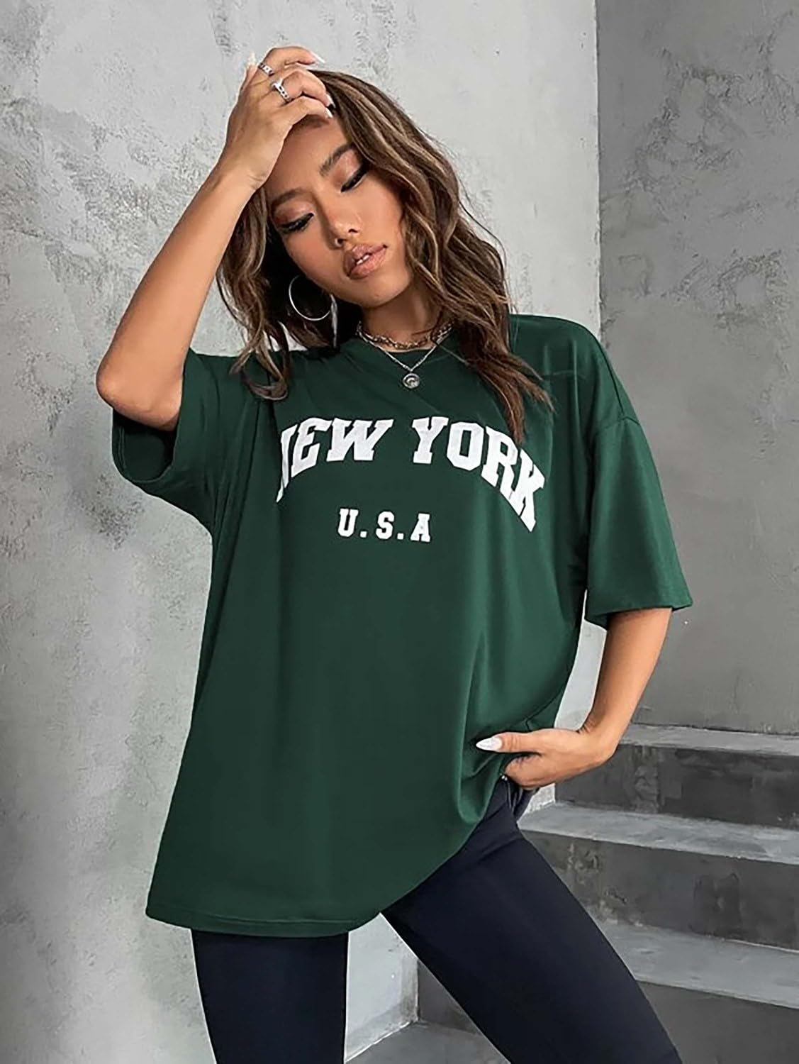 Women's Oversized Printed Longline T-Shirt - Image 66