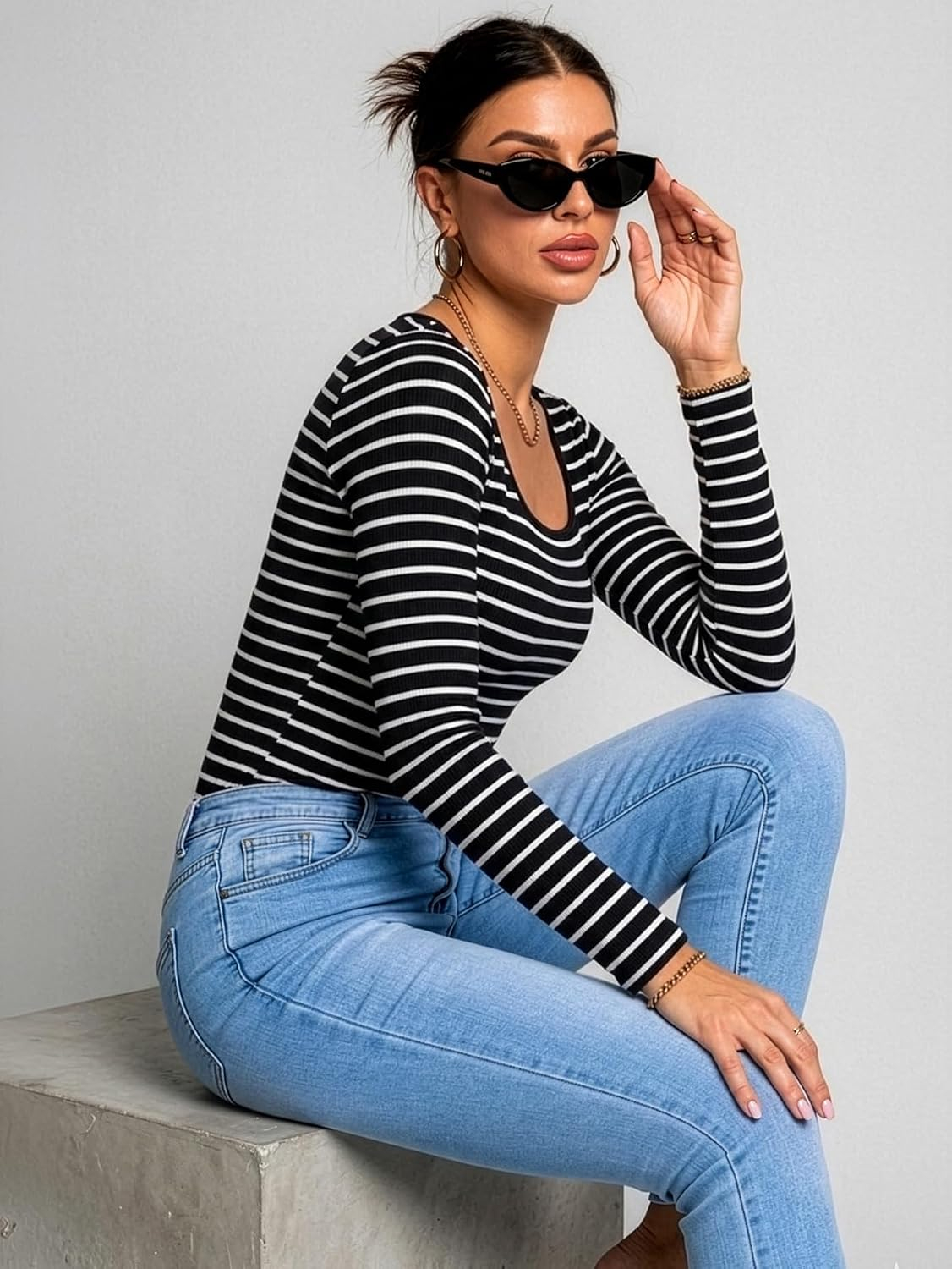 Women's Long-Sleeve Slim-Fit Top - Image 36