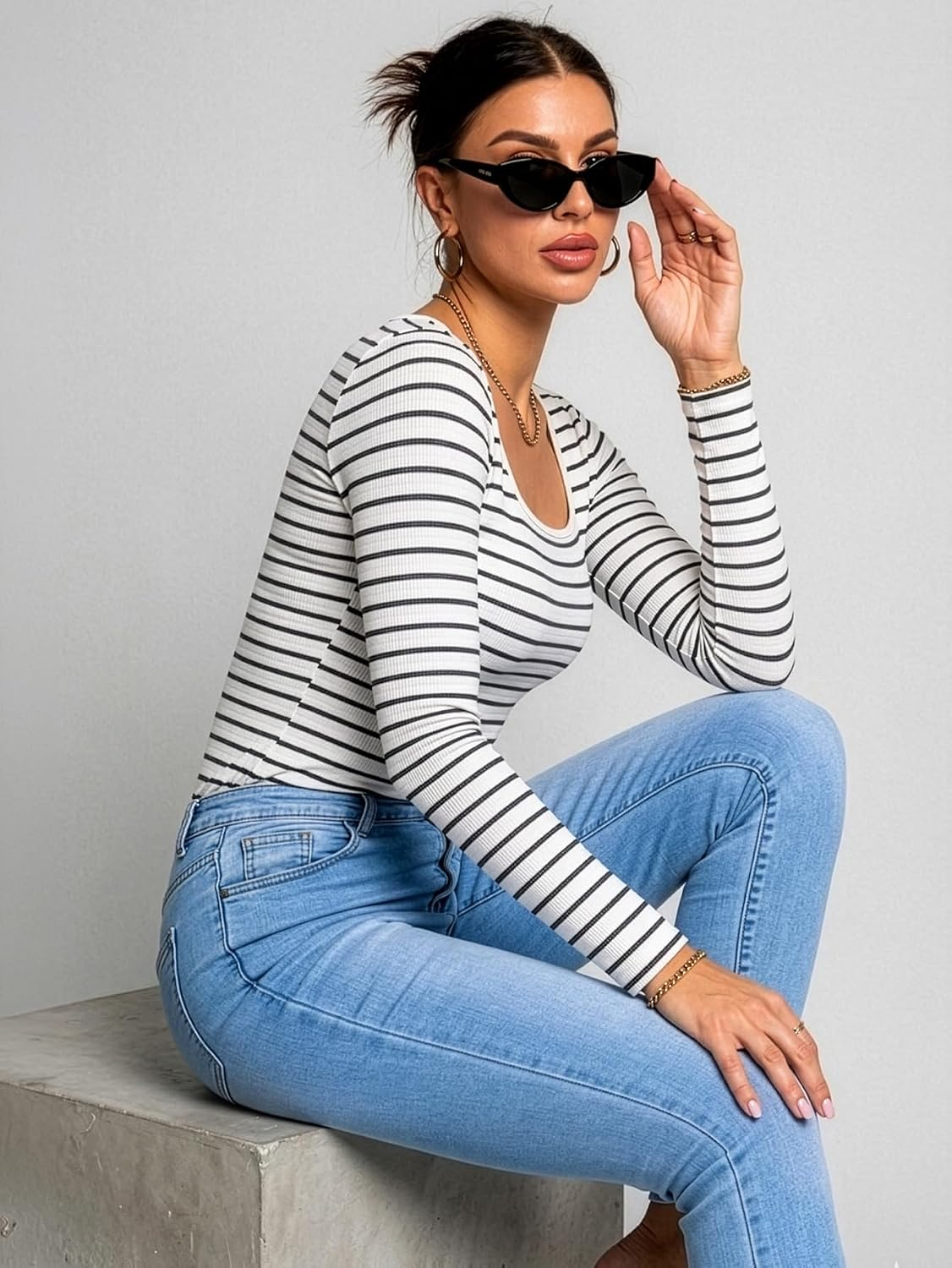 Women's Long-Sleeve Slim-Fit Top - Image 45