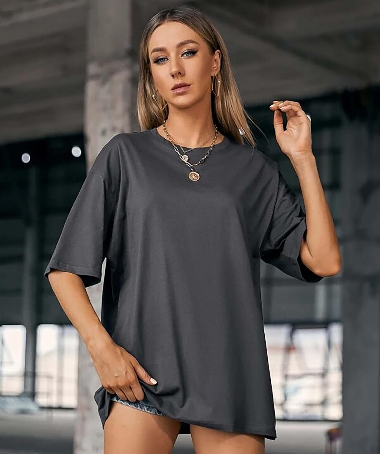 Women's Loose-Fit Drop-Shoulder T-Shirt Duo - Image 4