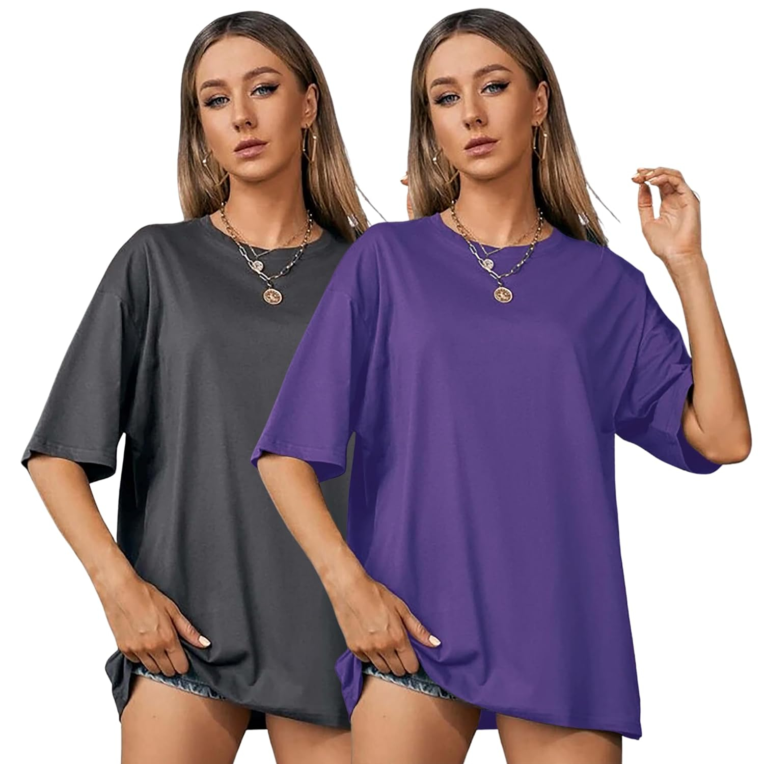 Women's Loose-Fit Drop-Shoulder T-Shirt Duo - Image 25