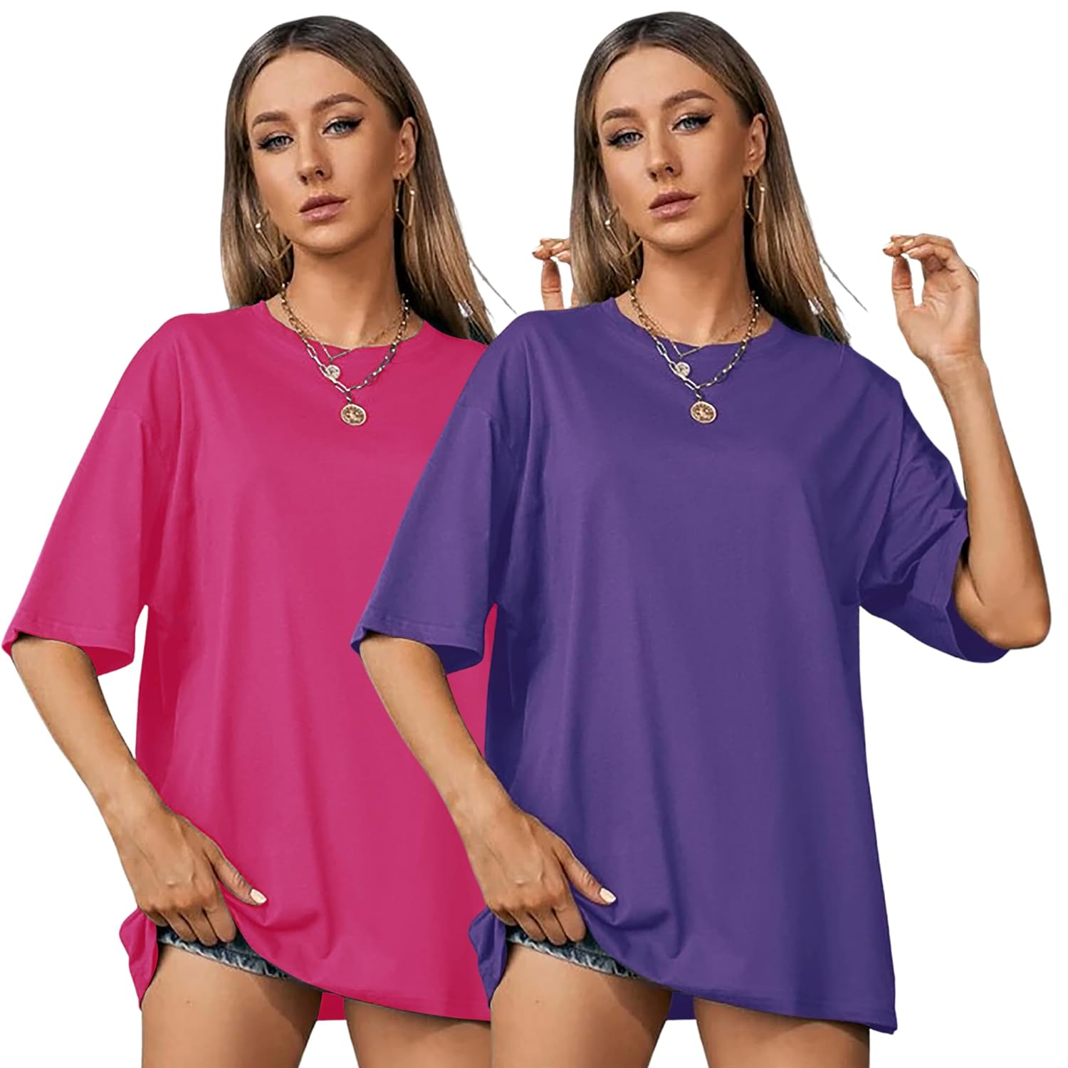 Women's Loose-Fit Drop-Shoulder T-Shirt Duo - Image 37