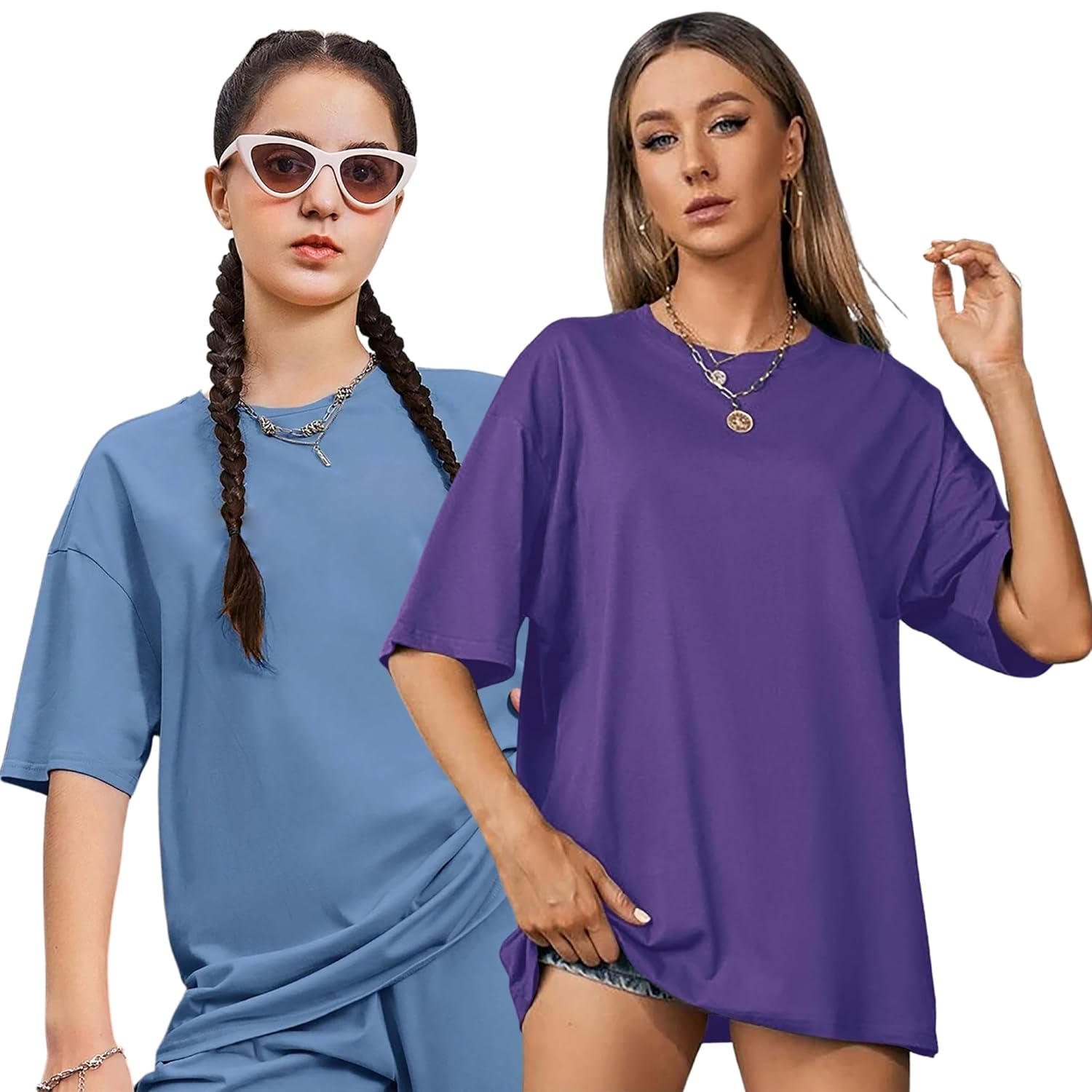 Women's Loose-Fit Drop-Shoulder T-Shirt Duo - Image 42