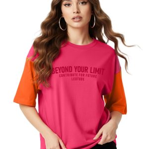 Women's Cotton-Blend Oversized Round-Neck T-Shirt